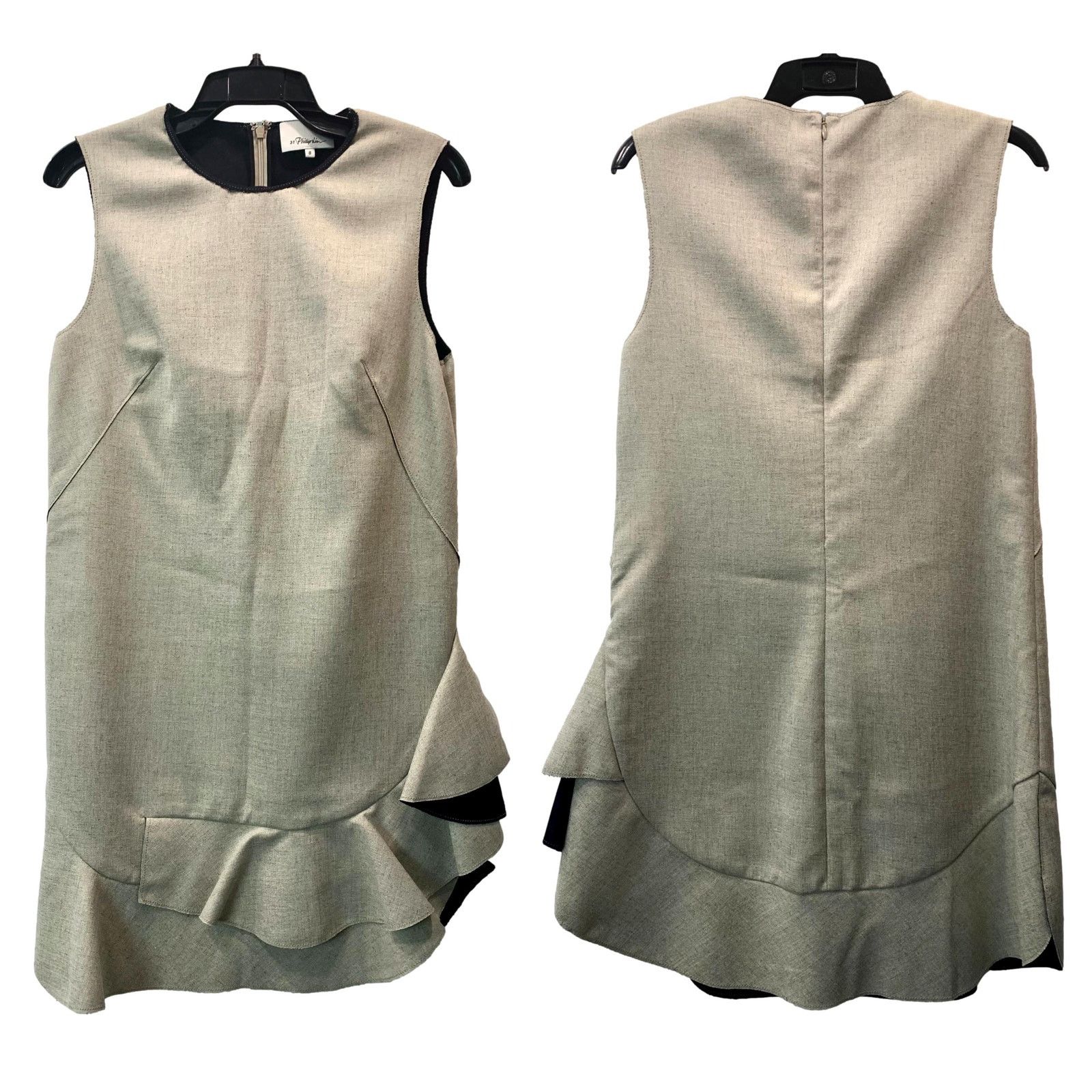 3.1 Phillip Lim 3.1 Phillip Lim Neutral Sleeveless Shift Dress w Flounce Hem Size M / US 6-8 / IT 42-44 - 6 Thumbnail