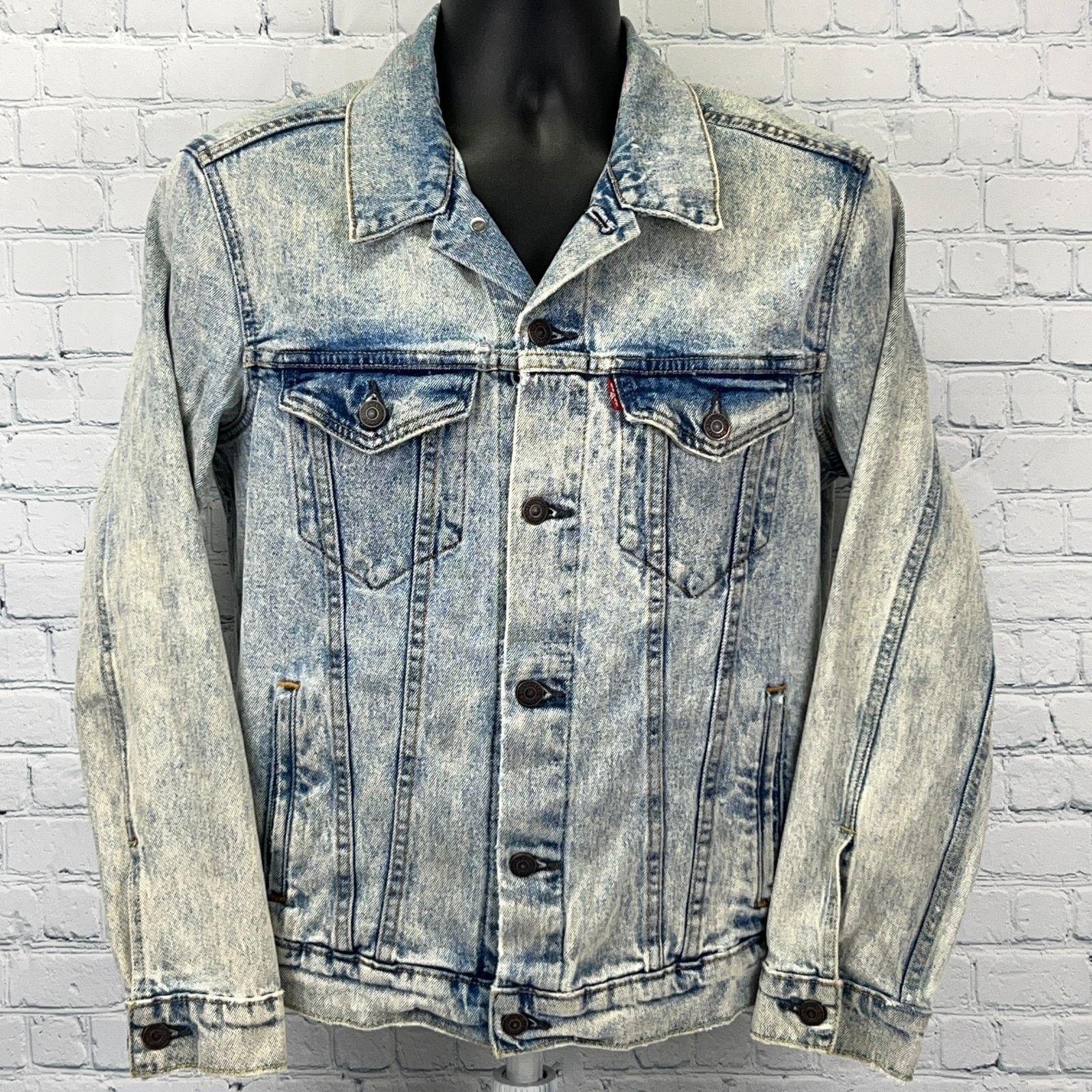 Levi's Levis Acid Wash Denim Jean Trucker Jacket Cloud Blue S Small Size US S / EU 44-46 / 1 - 1 Thumbnail