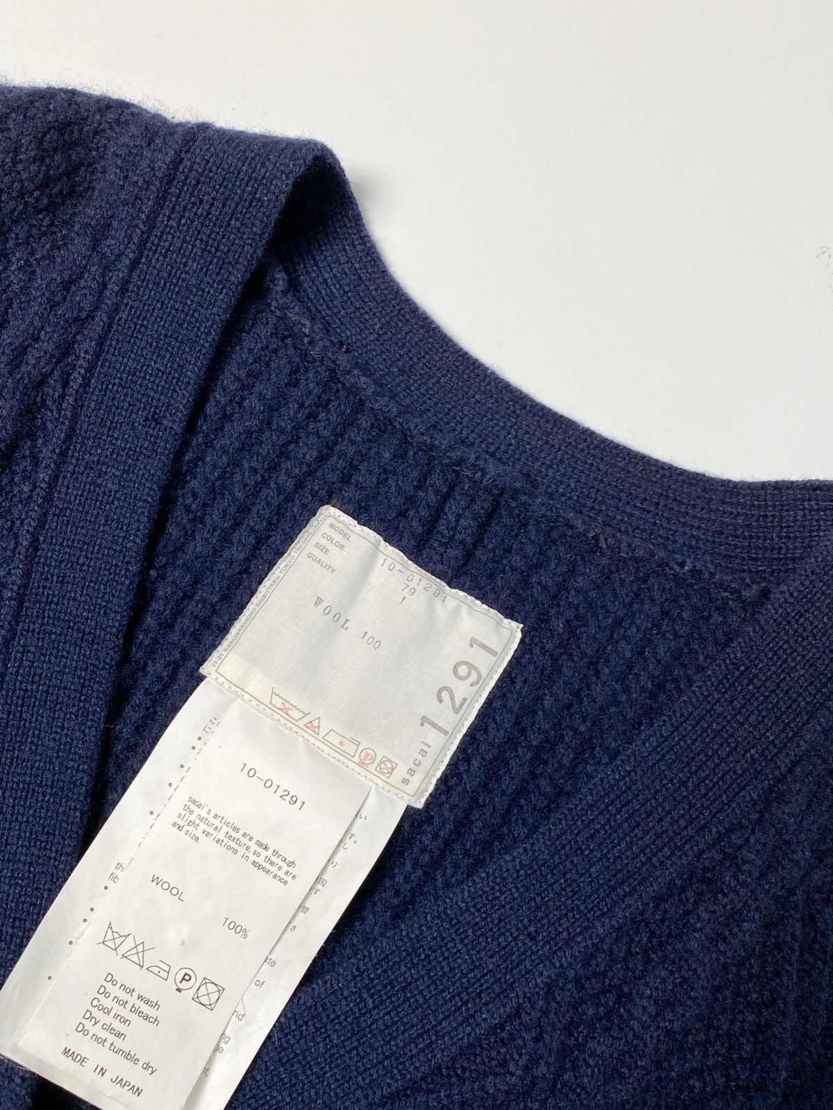 Sacai SACAI - Sacai 1291 Navy Wool Knit Cardigan Sweater Size S / US 4 / IT 40 - 5 Thumbnail