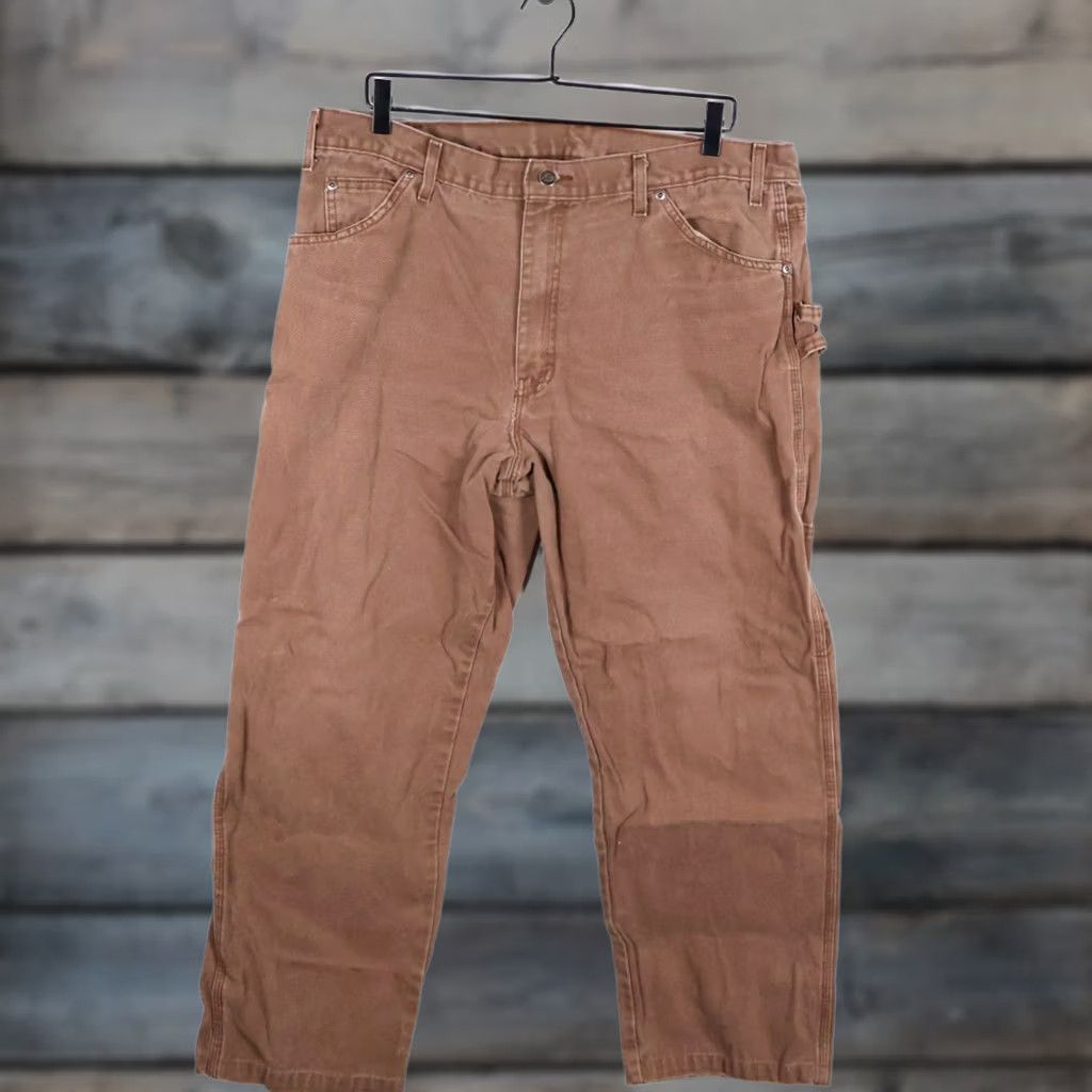 Dickies Dickies Carpenter Pants Men's 37 x 30 Brown Cotton Canvas Workwear Utility Pockets Belt Loops Straight Leg Regular Size 37 Mens Size US 36 / EU 52 - 1 Thumbnail