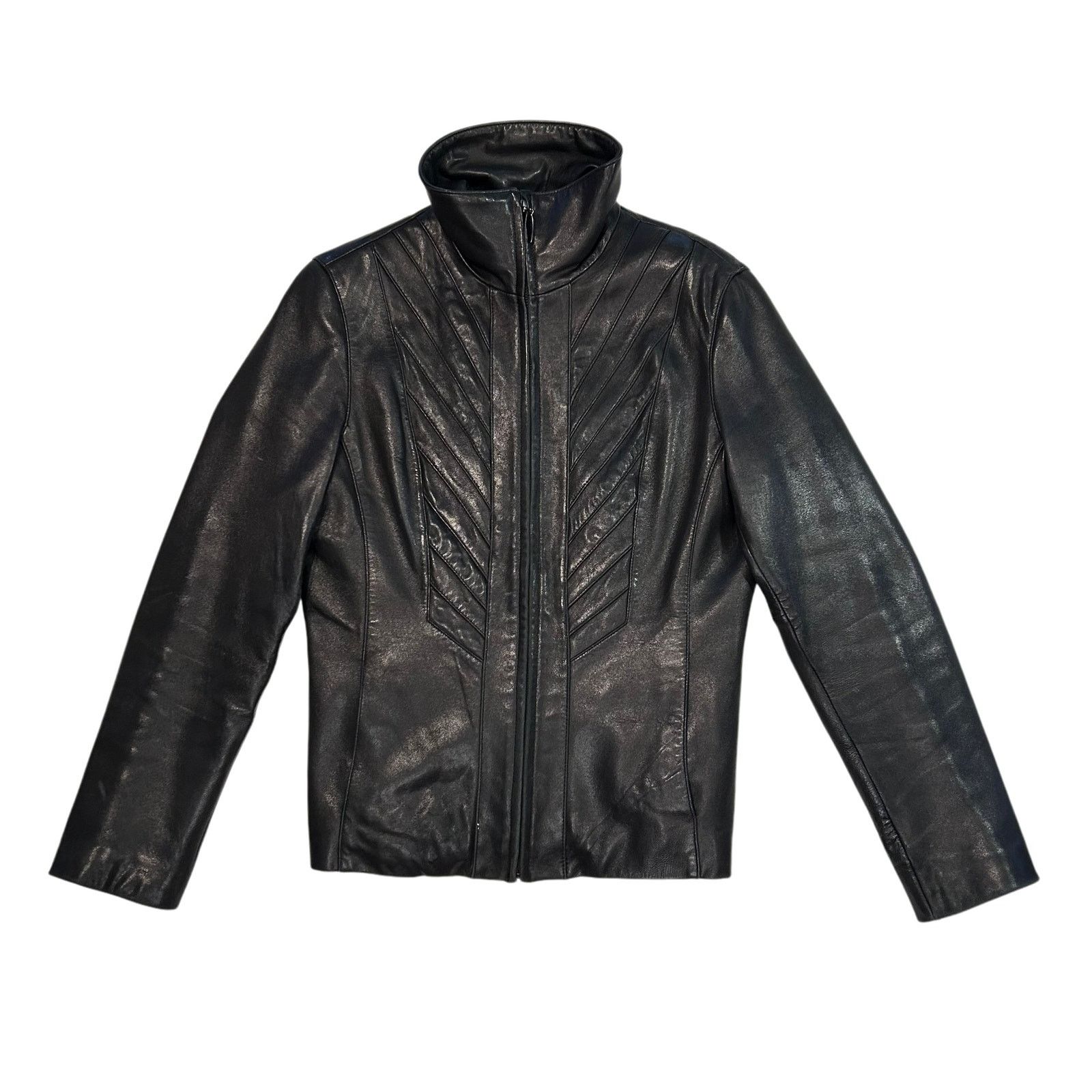 Jones New York Jones New York Black Leather Zip Up Moto Biker Jacket Size M Size M / US 6-8 / IT 42-44 - 3 Thumbnail