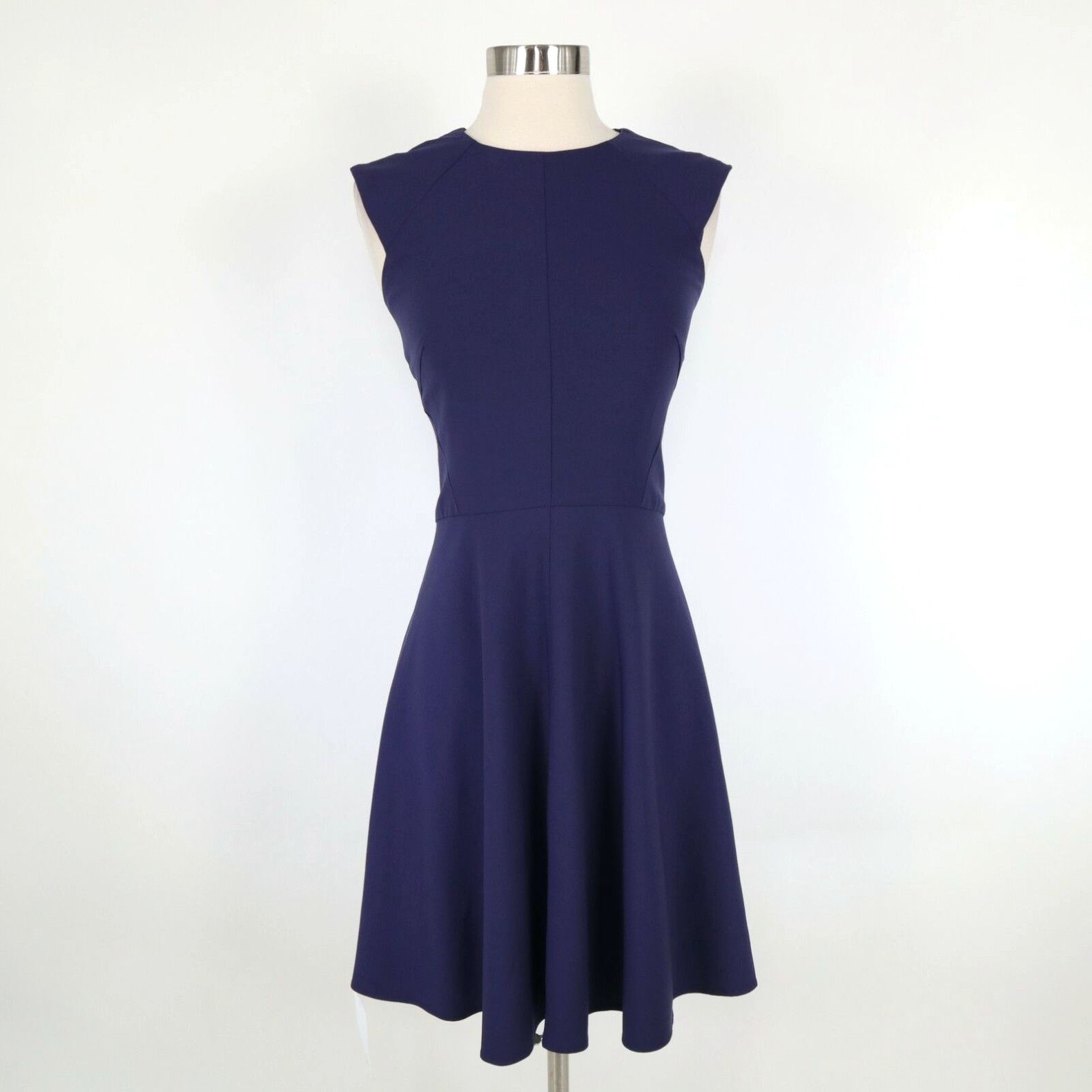 image of Vintage Mm.lafleur A-Line Dress Toi 2 New Sleeveless Wool Navy Blue Career Stretch $265 in White, W