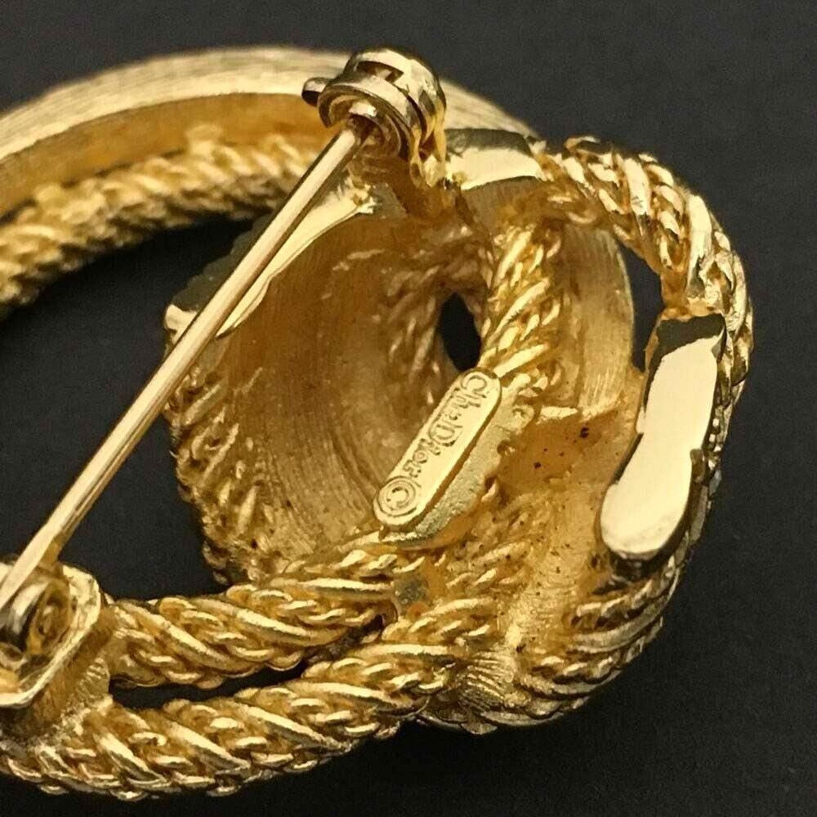 Christian Dior Monsieur Christian Dior Rhinestone Gold Tone Twist Brooch Size ONE SIZE - 6 Thumbnail