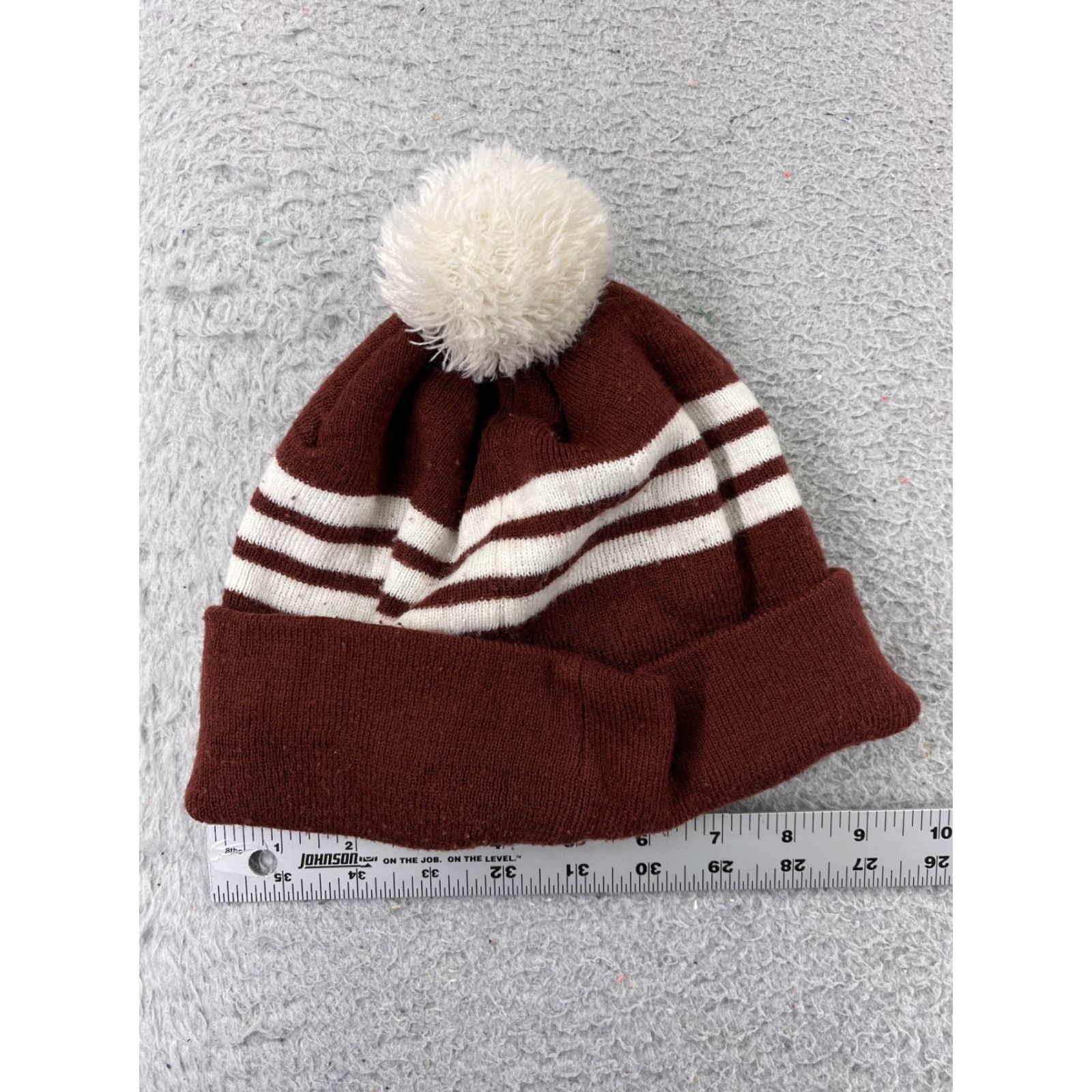 Diamond Supply Co. Diamond Supply Co Beanie Adult One Size Red Stripe Pom Knit 100% Acrylic Hat Mens Beanie Size ONE SIZE - 4 Thumbnail