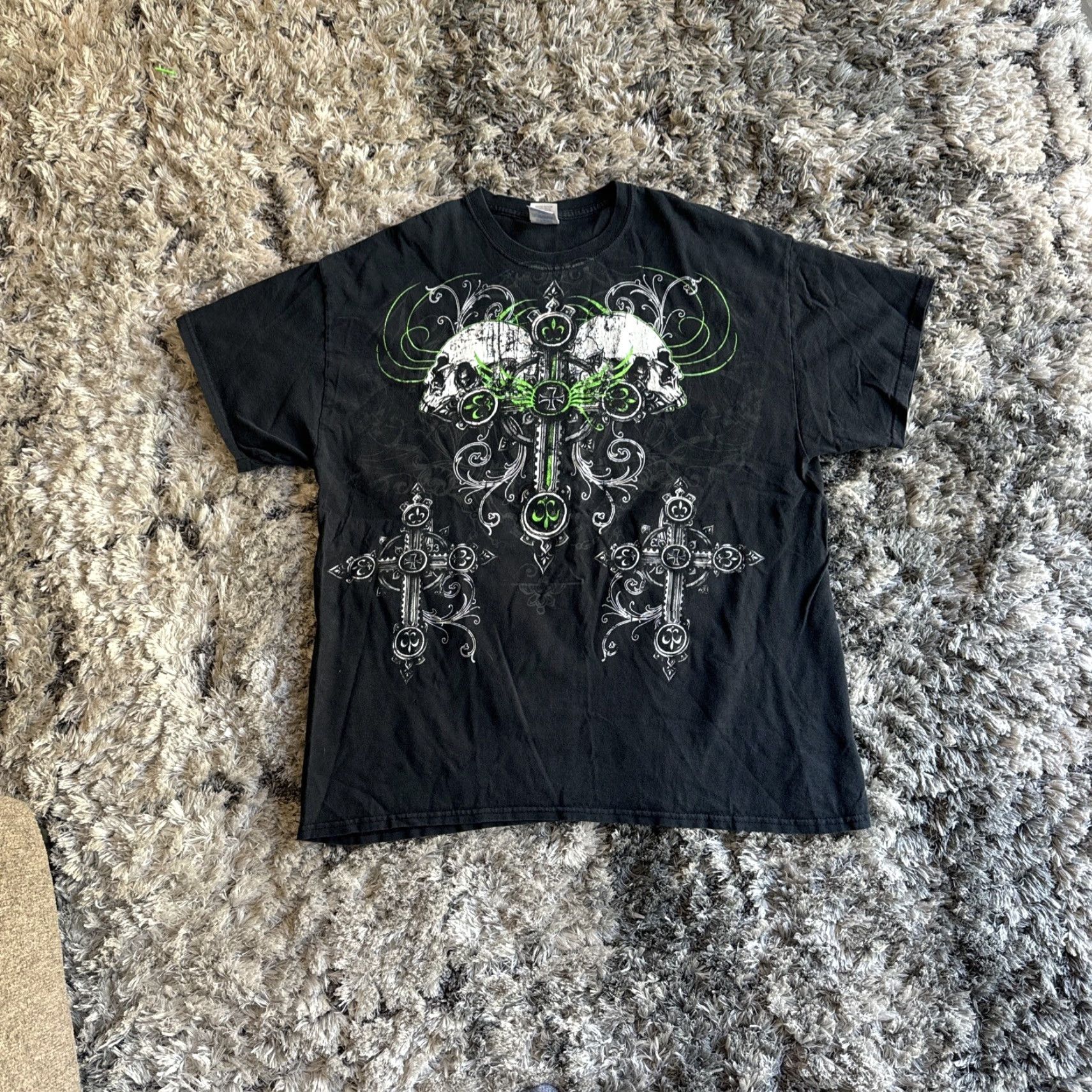 UFC VINTAGE T-Shirt Mens XL Black 90s Skull Cross Tribal UFC MMA Fighting Crew Neck Short Sleeve Cotton Twill Logo Size US XL / EU 56 / 4 - 2 Thumbnail