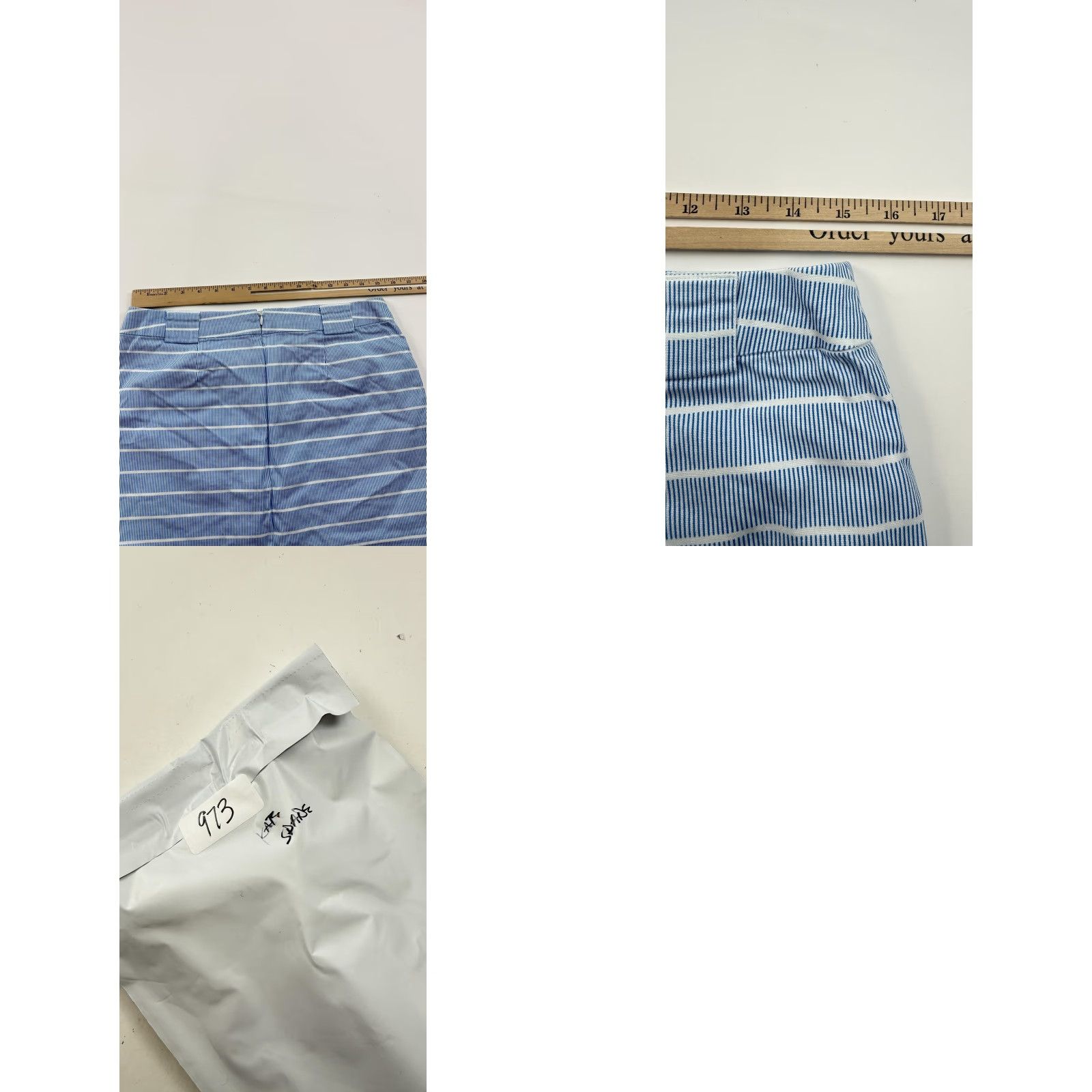 Vintage Kate Spade Saturday Skirt Womens 4 Blue White Stripe Mini Casual Stretch Cotton Size 27" / US 4 / IT 40 - 8 Thumbnail