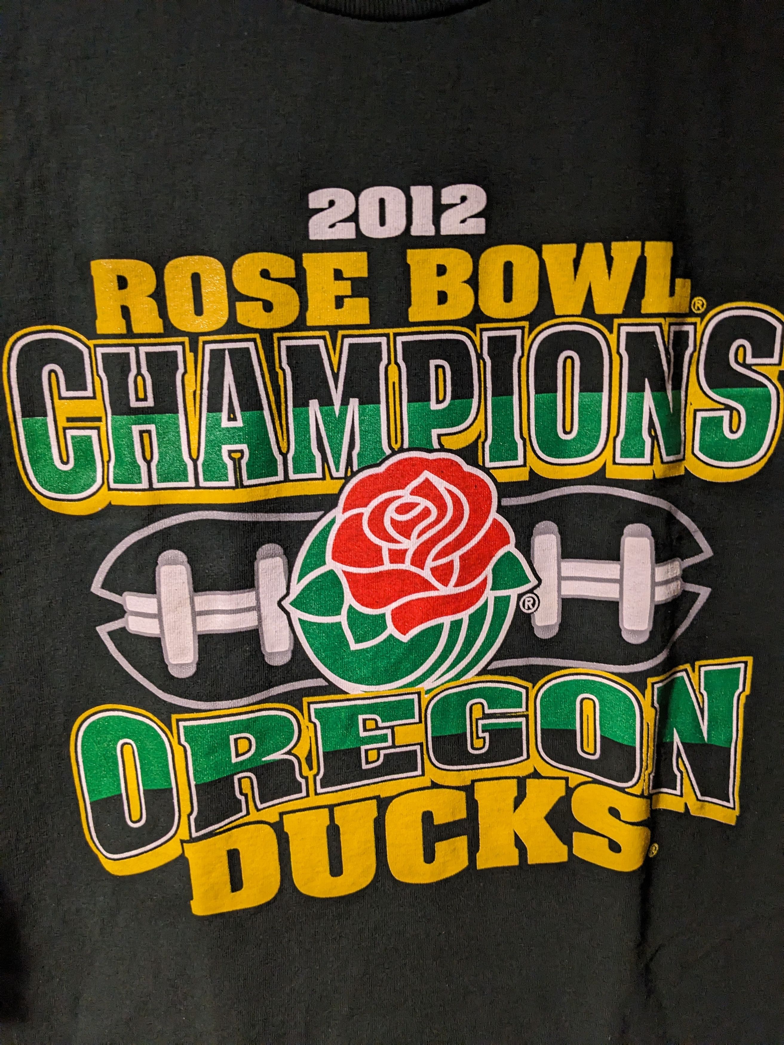 NCAA Vintage 2012 Rose Bowl Champs Oregon Ducks College T-Shirt Size US XL / EU 56 / 4 - 2 Thumbnail