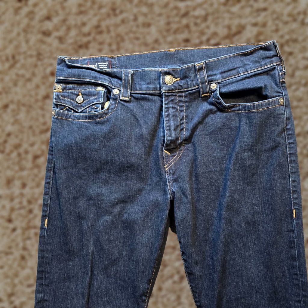 True Religion True Religion Jeans Mens 36x29 Blue Dark Wash Relaxed Straight Casual Capsule Jeans USA Mexico Denim Cotton 5-Pocket Logo Vintage No N/A Size US 36 / EU 52 - 1 Thumbnail