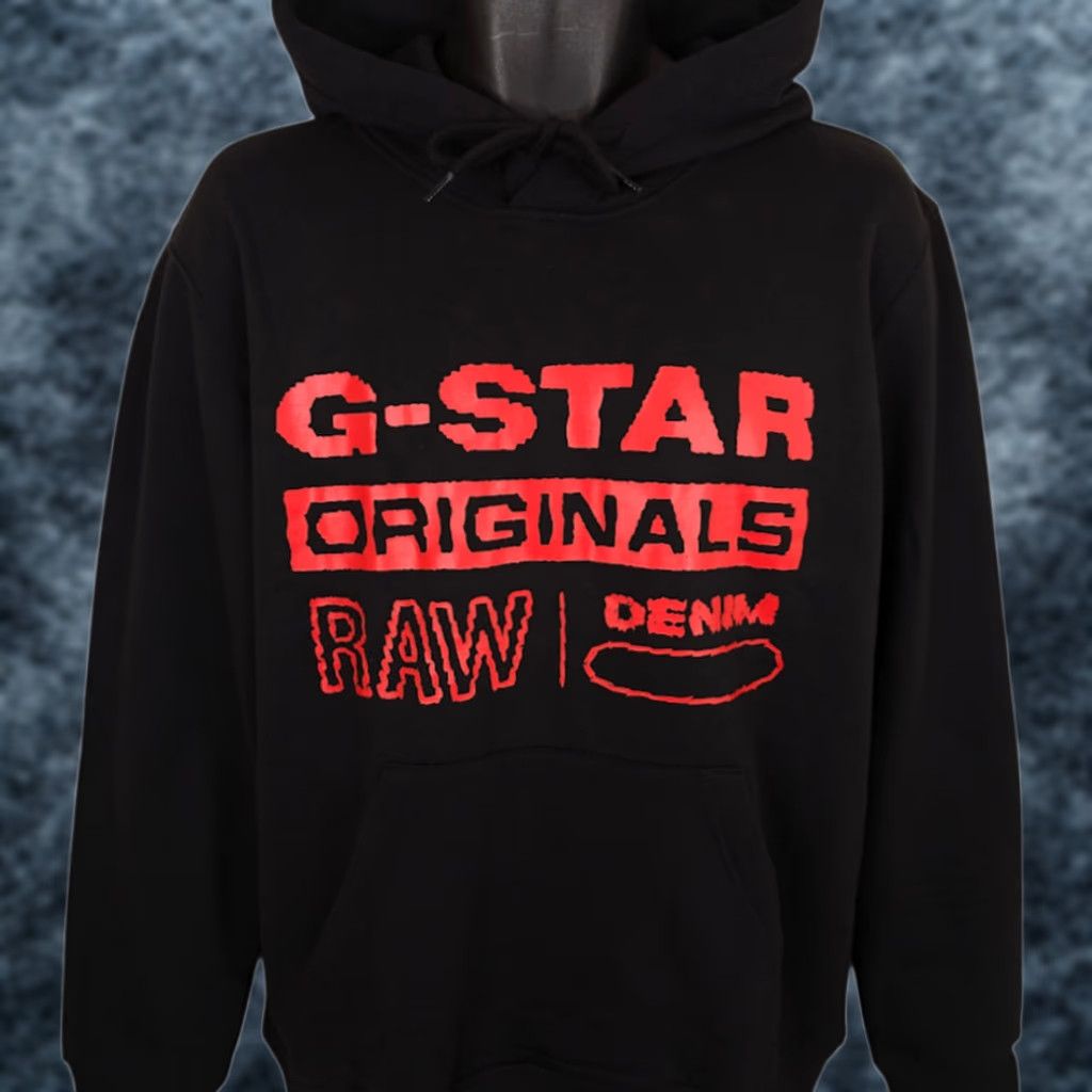 Vintage G-STAR RAW Sweatshirt Hoodie Mens XL Black Red Distressed Pullover NEW Size US XL / EU 56 / 4 - 1 Thumbnail