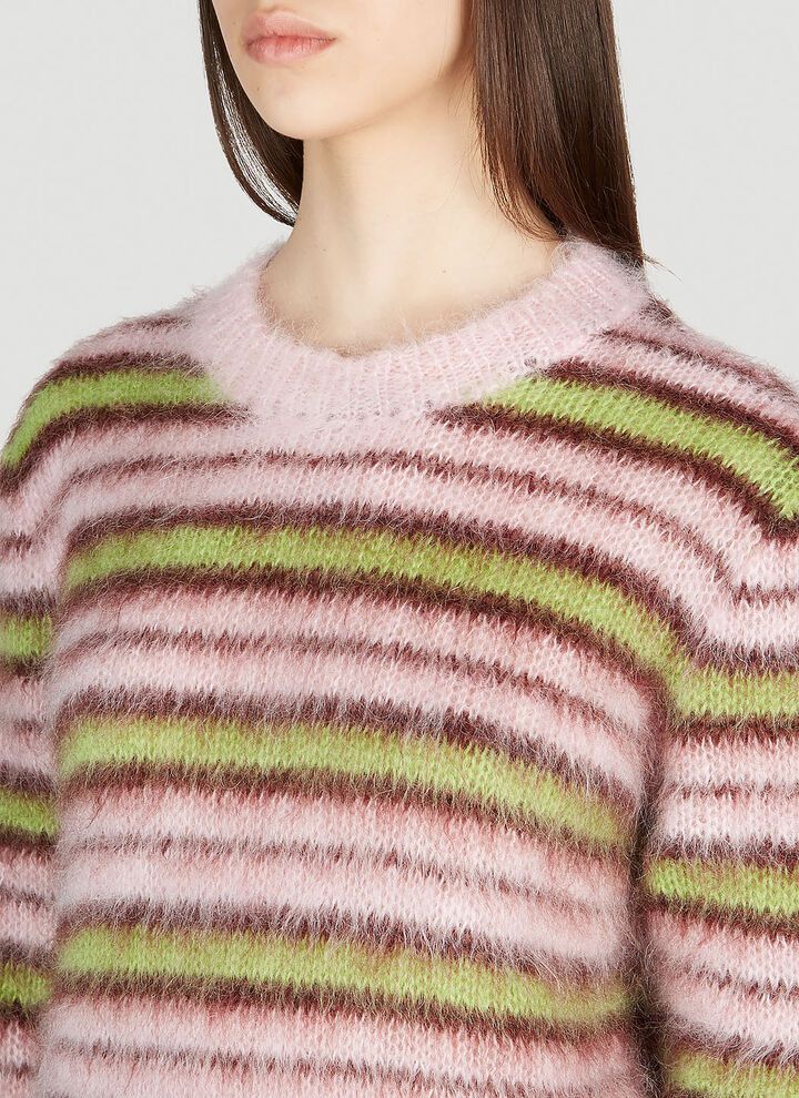 Marni o1w1db10125 Fuzzy Stripe Sweater in Multicolor Size L / US 10 / IT 46 - 5 Thumbnail