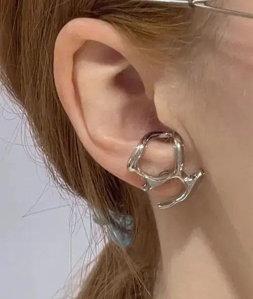 Designer Irregular Liquid Metal Hollow Earrings Size ONE SIZE - 5 Thumbnail