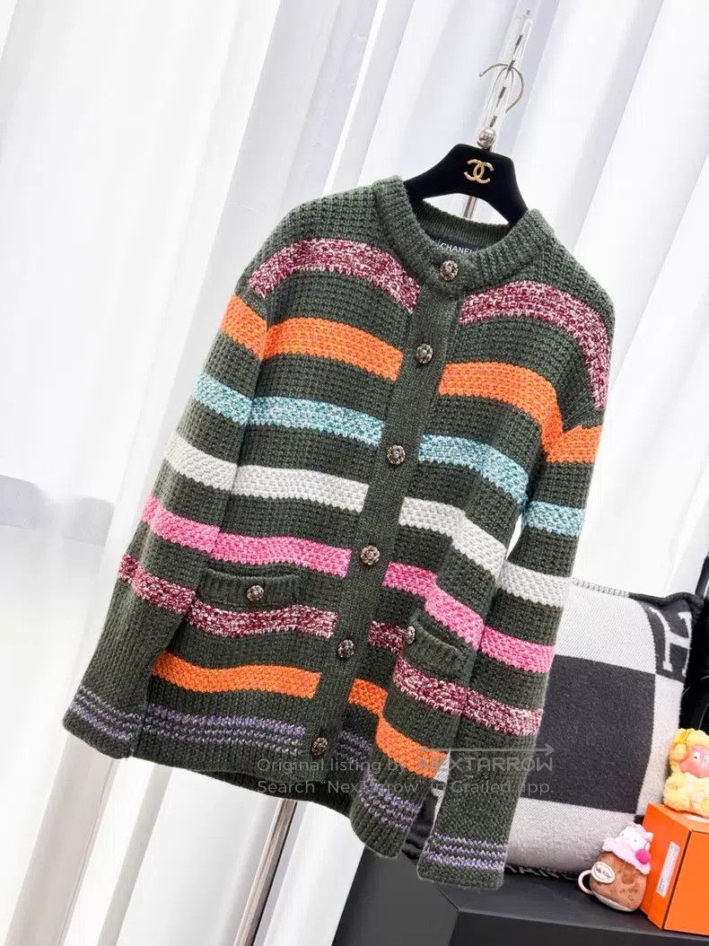 Chanel Chanel Knitted cardigan jacket with colorful striped glaze Size XXS / US 00 / IT 34 - 2 Thumbnail