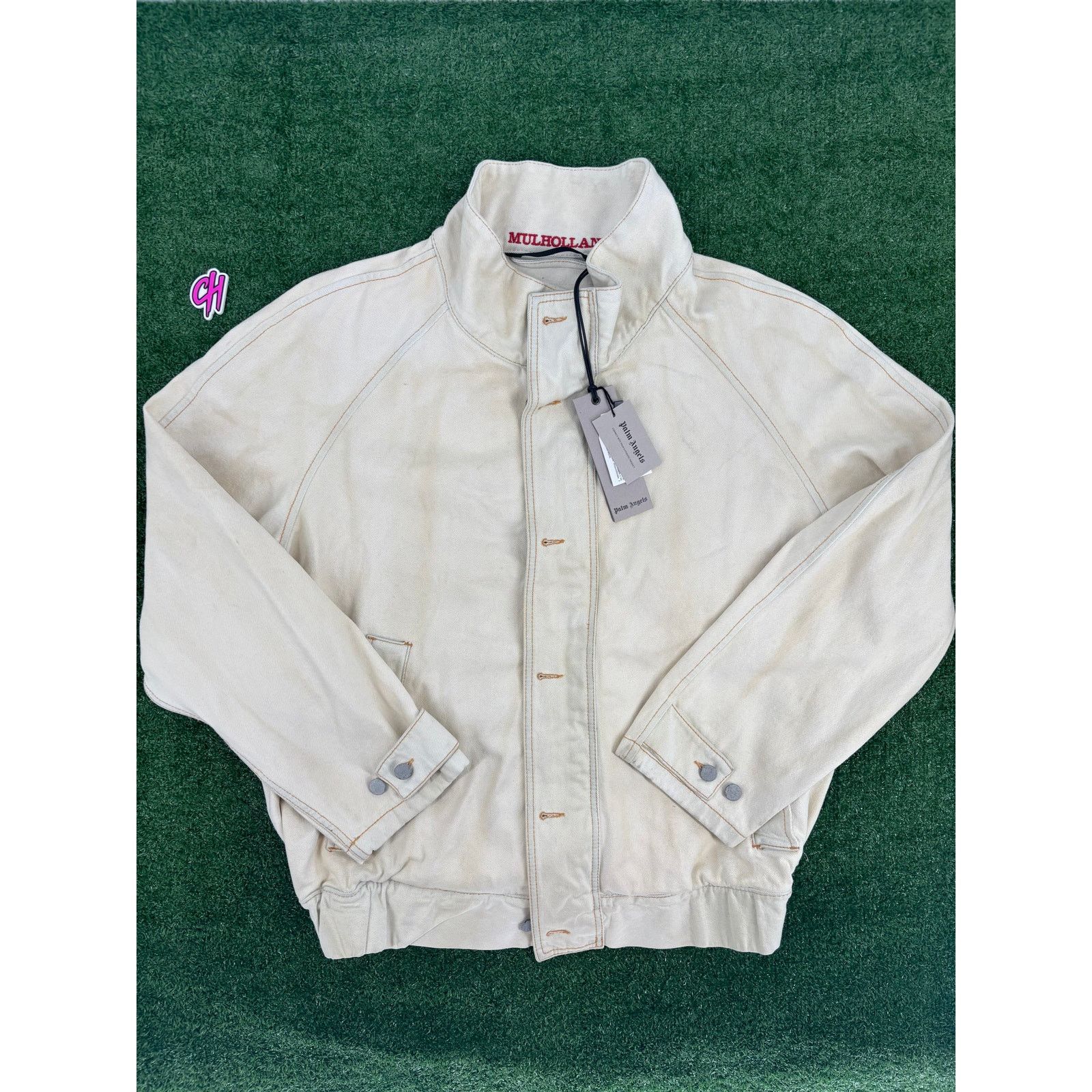 Palm Angels Palm Angels Dirtybull Mulholland Beige Denim Jacket Size LG Size US L / EU 52-54 / 3 - 1 Thumbnail