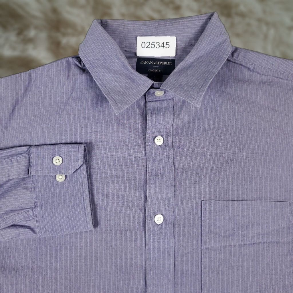 Banana Republic Banana Republic Button-Up Shirt Mens Large Purple Long Sleeve Casual Classic Size US L / EU 52-54 / 3 - 1 Thumbnail