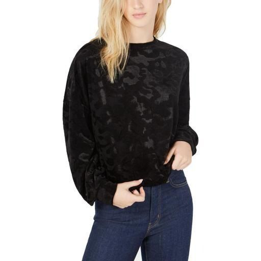 Other Freshman Womens Juniors Burnout Pattern Cropped Pullover Sw Size M / US 6-8 / IT 42-44 - 2 Thumbnail
