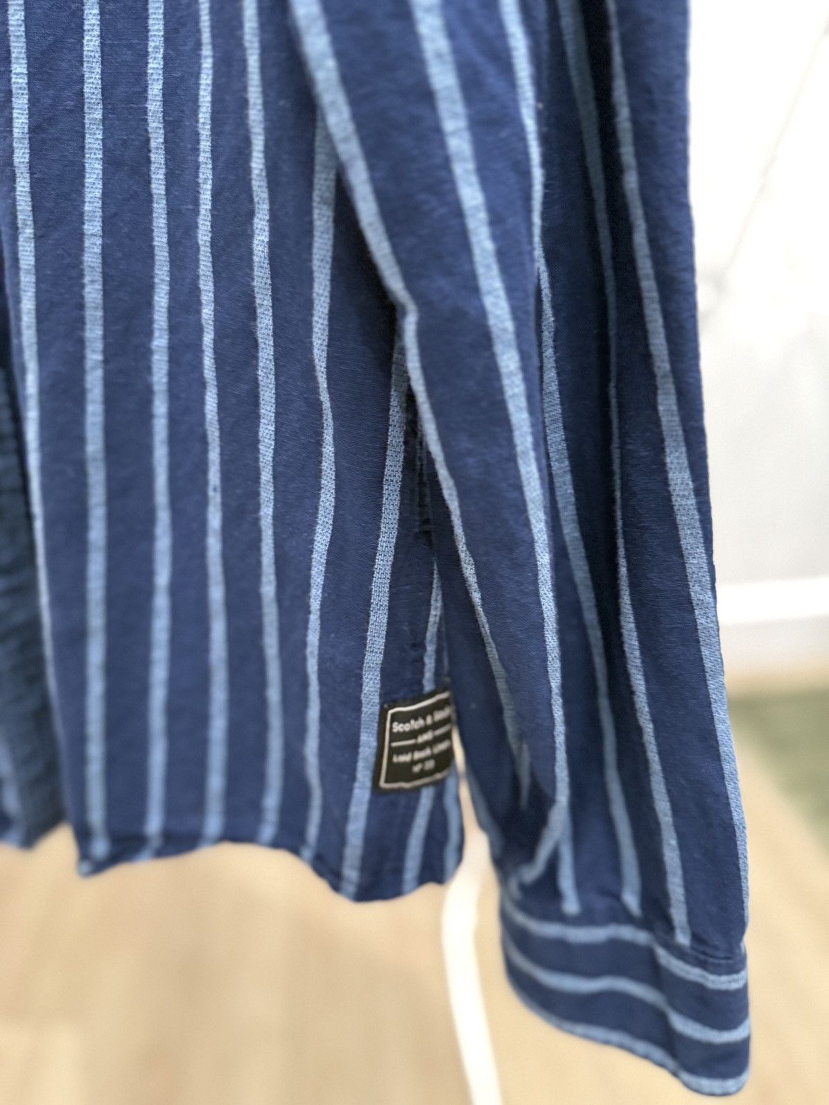 Scotch & Soda Scotch & Soda Striped Band Collar Shirt – Blue (XL) Size US XL / EU 56 / 4 - 3 Thumbnail