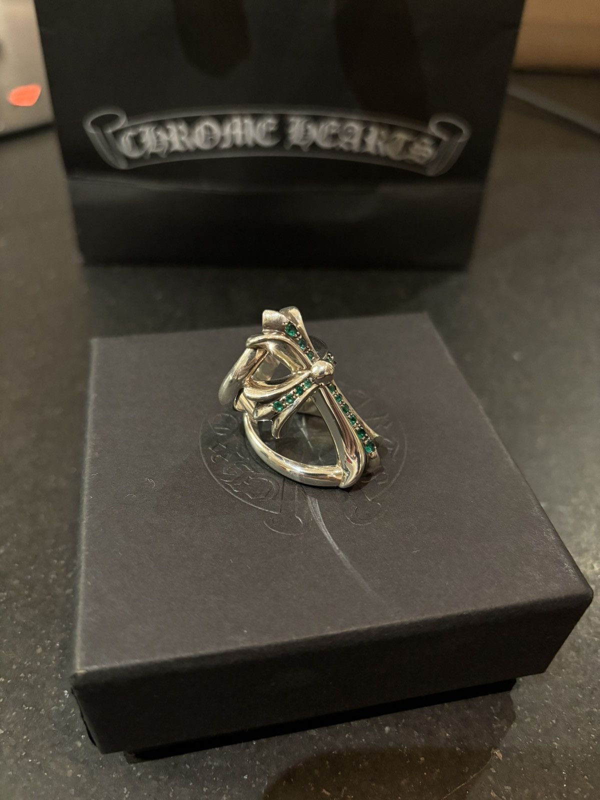 Chrome Hearts Chrome Hearts Emerald Pave Infinity Cross Ring Size ONE SIZE - 3 Thumbnail