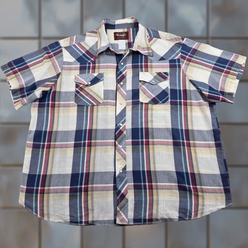 Wrangler VTG Wrangler Snap Shirt Mens Big 2XL Big Man Plaid Short Sleeve Western Casual Shirt Size US XXL / EU 58 / 5 - 1 Thumbnail