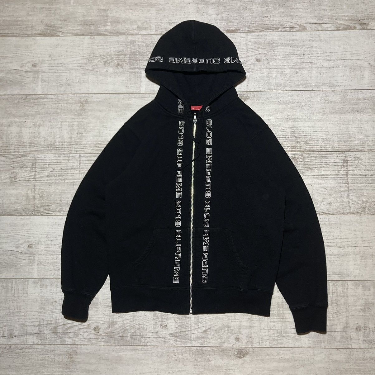 Supreme SUPREME TOPLINE ZIP UP SWEATSHIRT 2019 HOODIE BLACK | Grailed