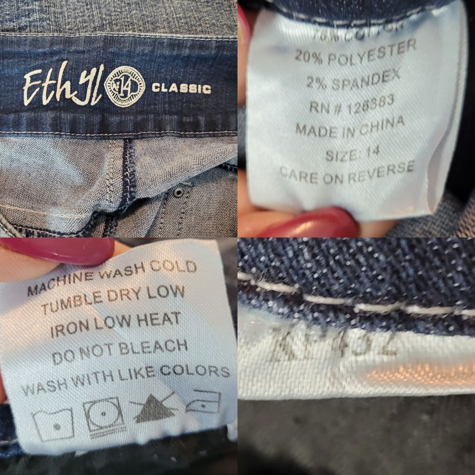 Other Ethyl Classic Womens Stretch Denim Jeans Sz 14 Mid-Rise Slim Size 36" / US 14 / IT 50 - 3 Thumbnail