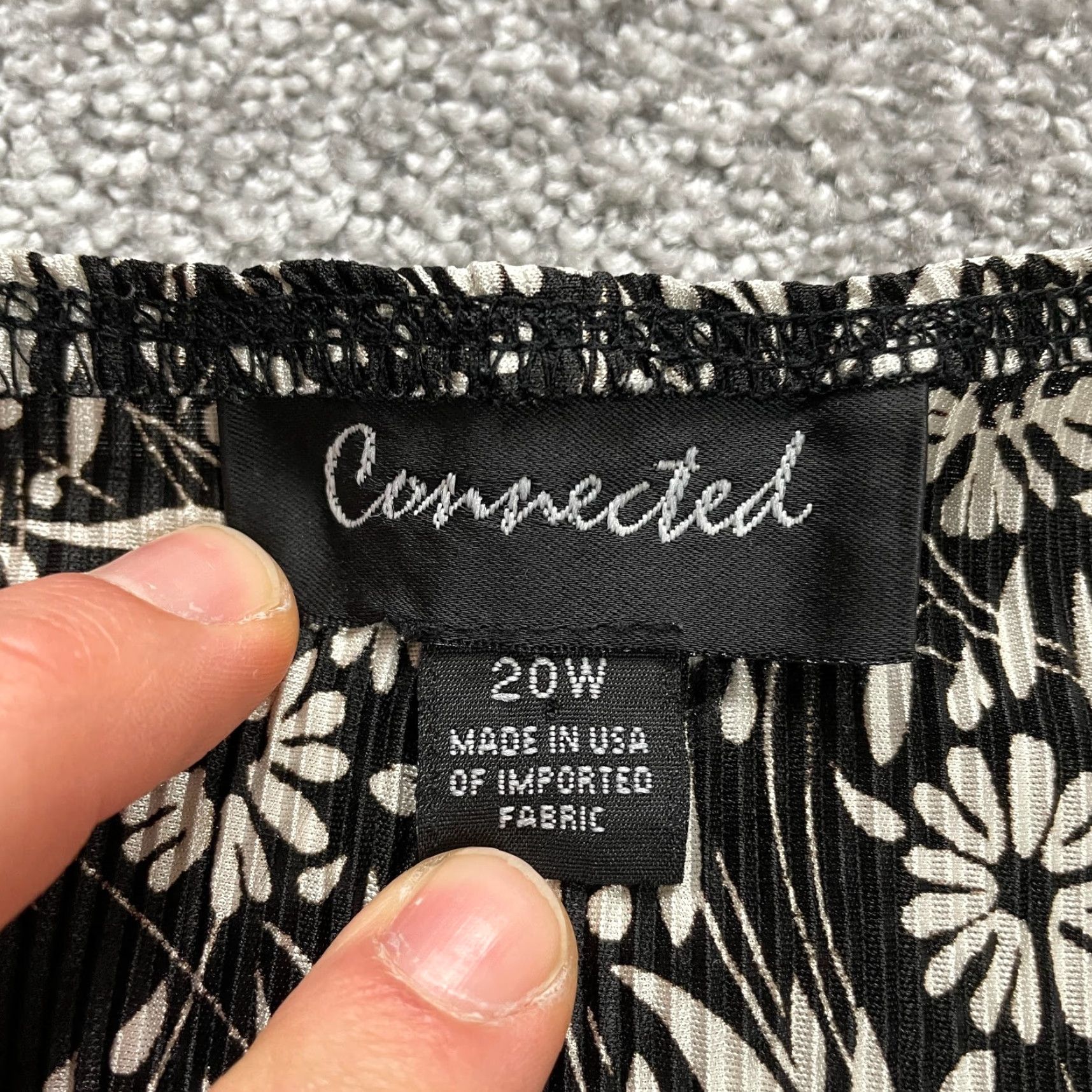 Vintage Connected Blouse Womens 20 Plus Black White Floral Short Sleeve Casual Top Size 3XL / US 20-22 - 5 Thumbnail