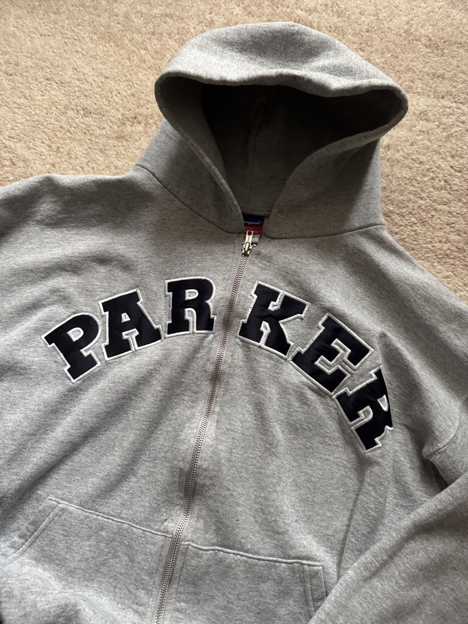 Champion Champion spellout zip hoodie boxy parker swag gray M Size US M / EU 48-50 / 2 - 2 Thumbnail