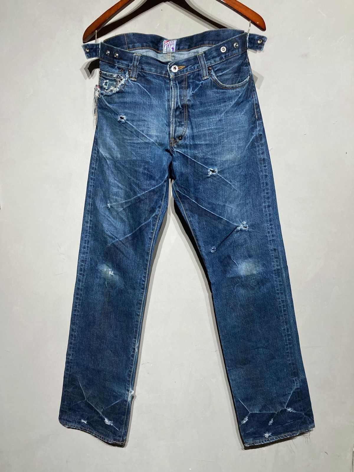 Image of Prps $638 OG Japanese Indigo Dark Wash Distressed Jeans Denim in Blue, Men's (Size 33)