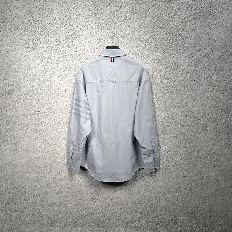Thom Browne Thom Browne Light Blue Oxford Cloth Shirt with Four Stripe Size US M / EU 48-50 / 2 - 2 Thumbnail