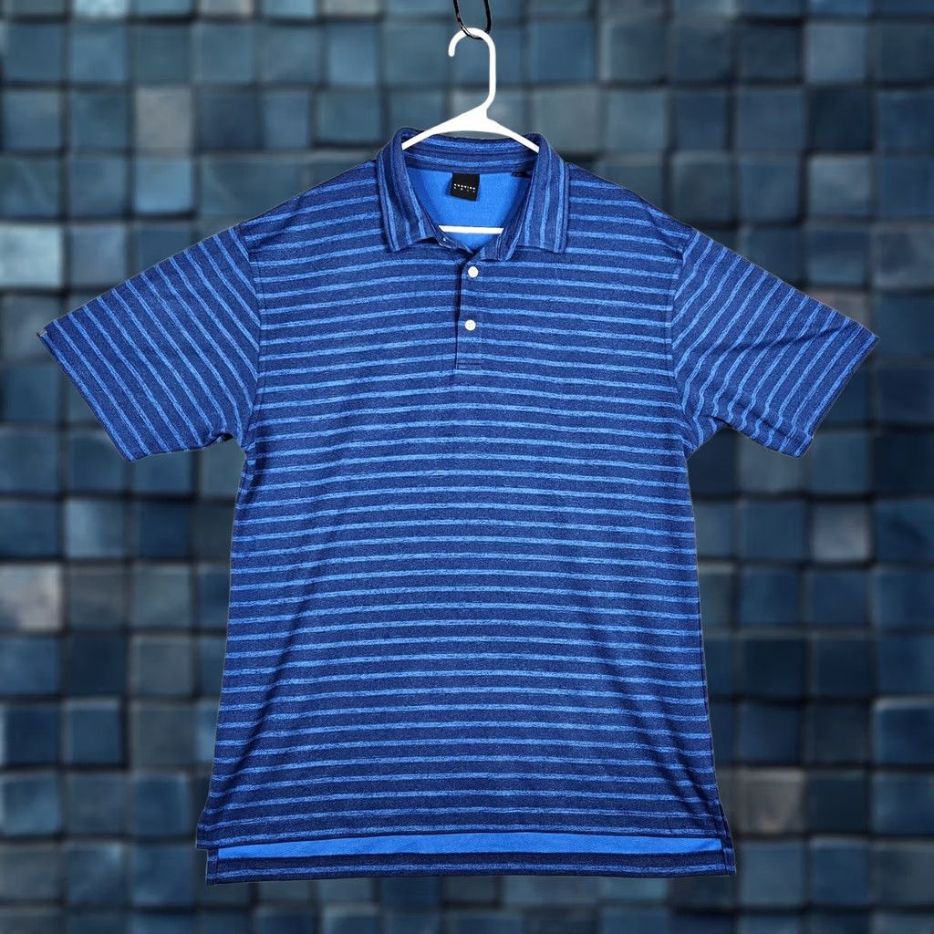 Vintage Dunning Polo Shirt Golf Men Blue Stripes 1/4 Button Short Sleeve XL Size US XL / EU 56 / 4 - 1 Thumbnail