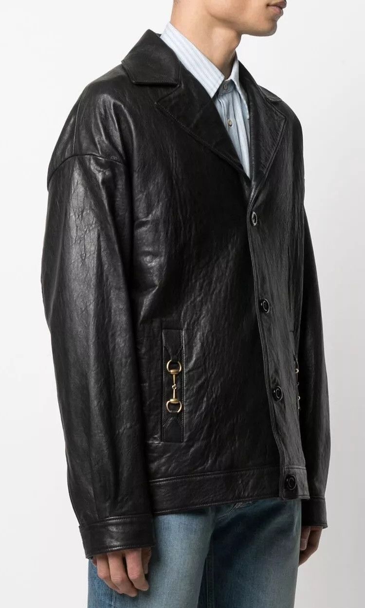 Gucci $3450 GUCCI Black Horsebit Lambskin Leather Men's Jacket Size US S / EU 44-46 / 1 - 3 Thumbnail