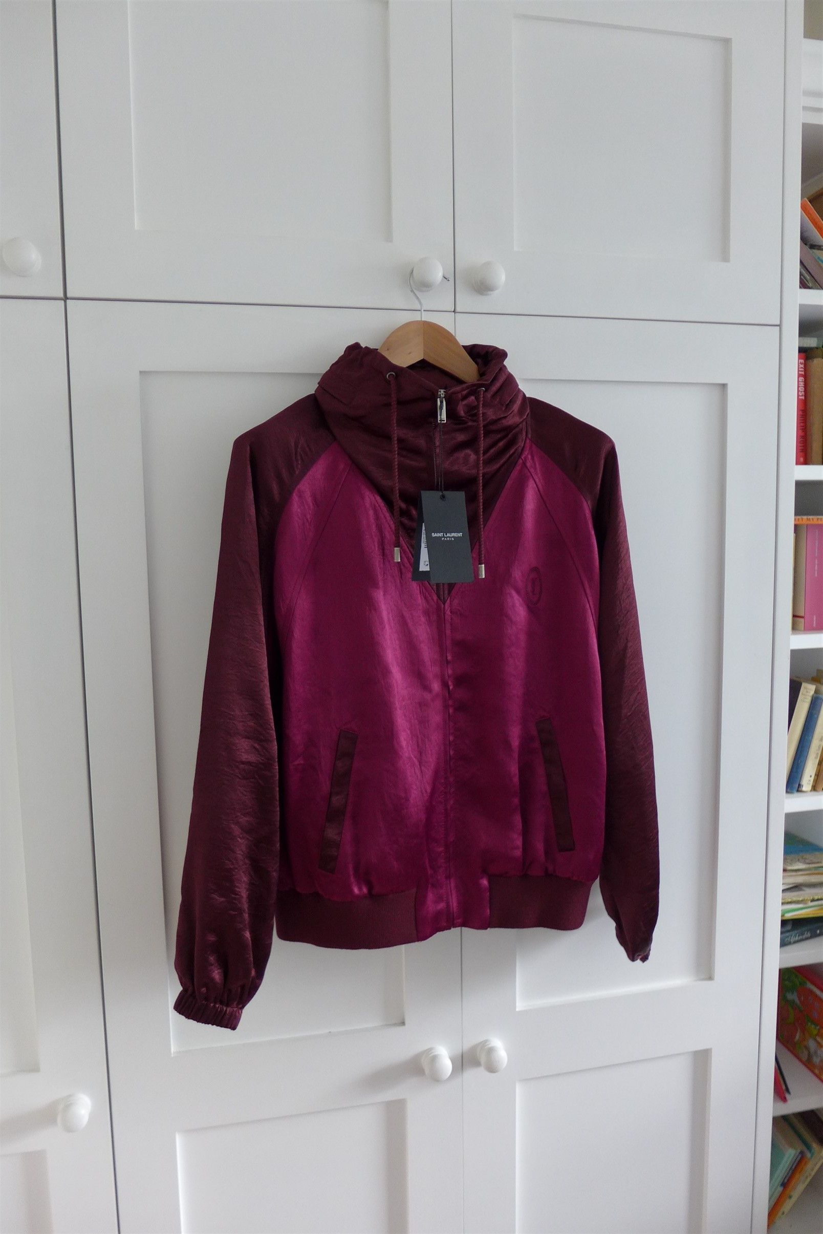 Saint Laurent Paris Size 50 - Saint Laurent Track Jacket - Burgundy Satin Size US M / EU 48-50 / 2 - 1 Thumbnail