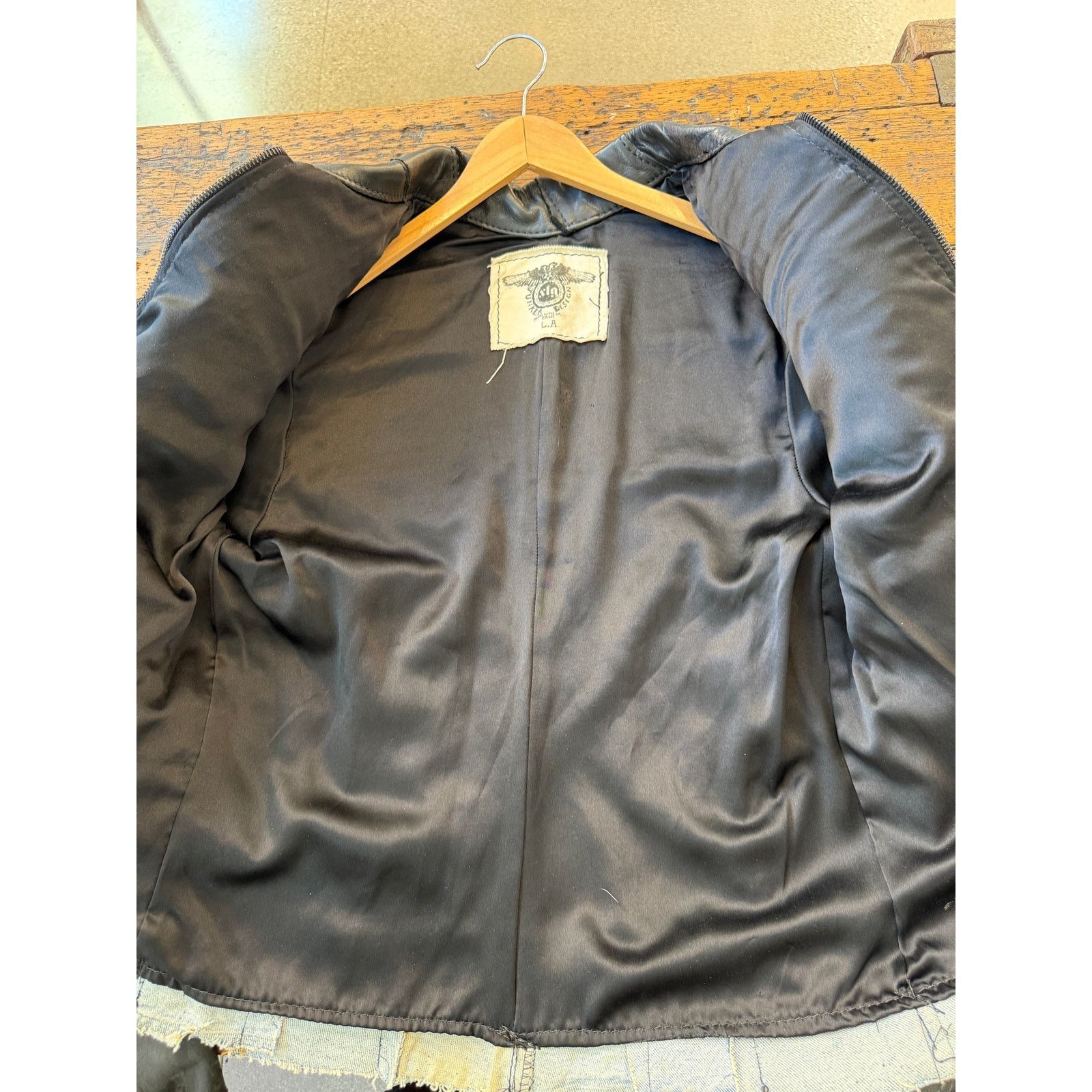 Other Junker Designs Upcycled Leather/Denim Studded Jacket Size US XL / EU 56 / 4 - 10 Thumbnail