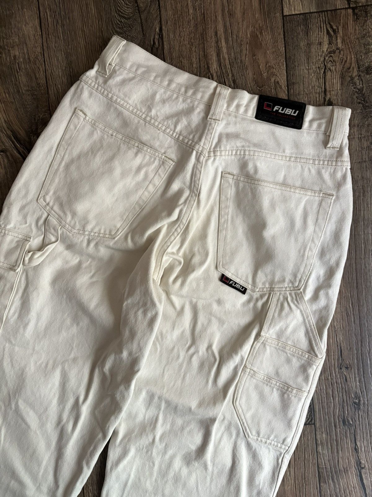 Fubu × JNCO × Vintage Vintage Fubu White Rare Carpenter Cargo Denim Rap Jeans Size US 34 / EU 50 - 2 Thumbnail