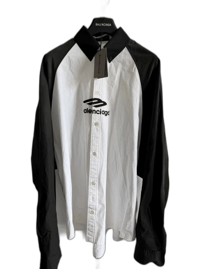 balenciaga black and white button