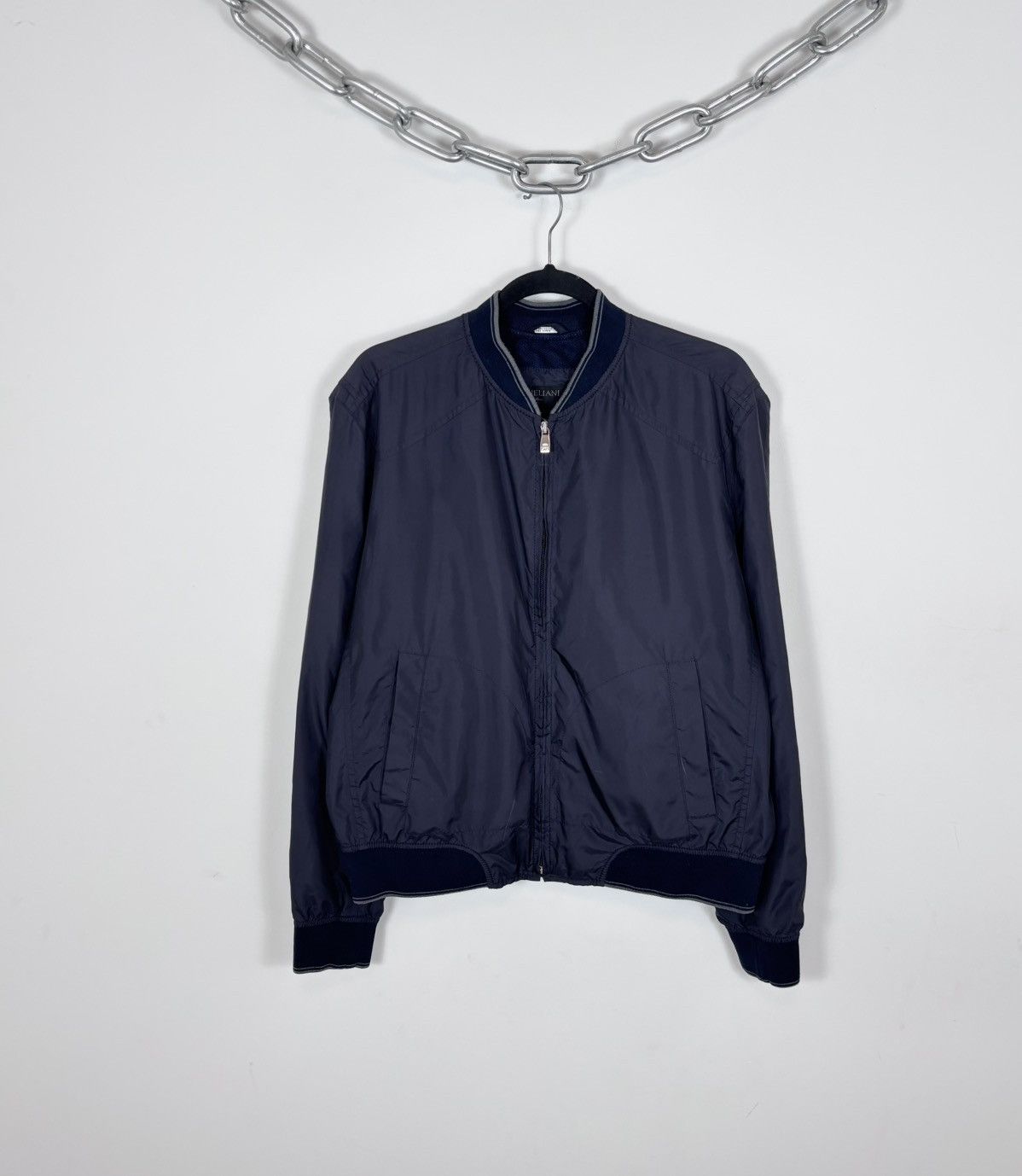 Corneliani Corneliani ID Men’s Eden Navy Blue Full Zip Bomber Jacket Size US L / EU 52-54 / 3 - 1 Thumbnail