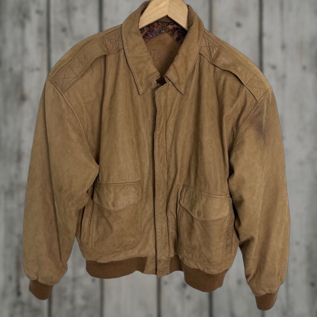 VINTAGE Gitano Bomber Jacket Women’s Brown Leather Size Large Distressed
