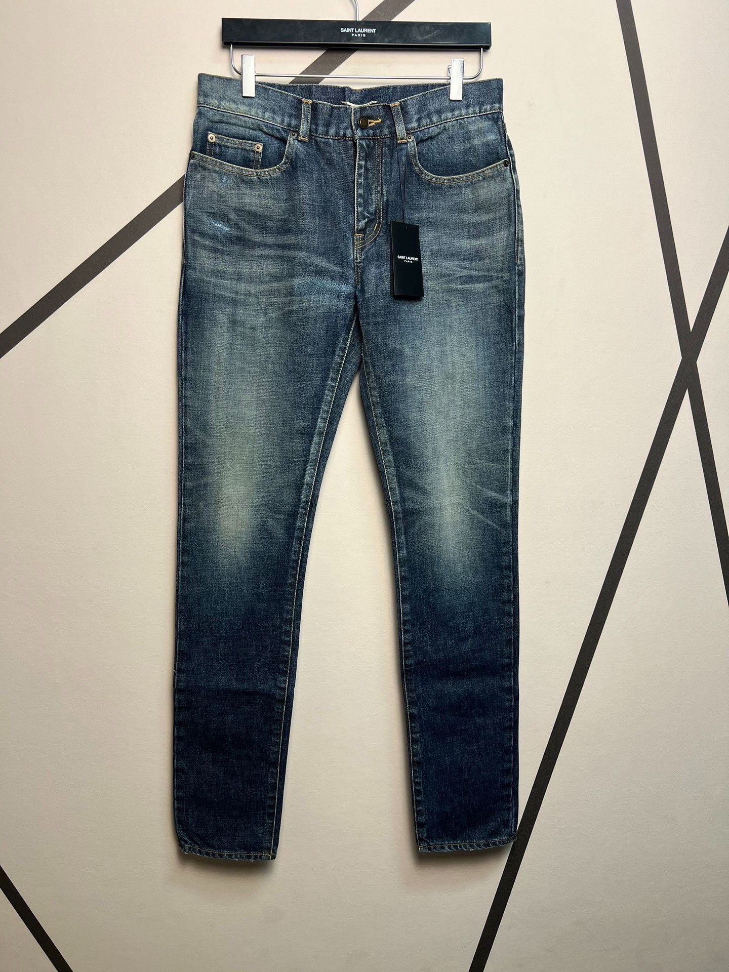 Saint Laurent Paris Saint laurent Dark blue jeans with stitched patches in the Size US 31 - 1 Thumbnail