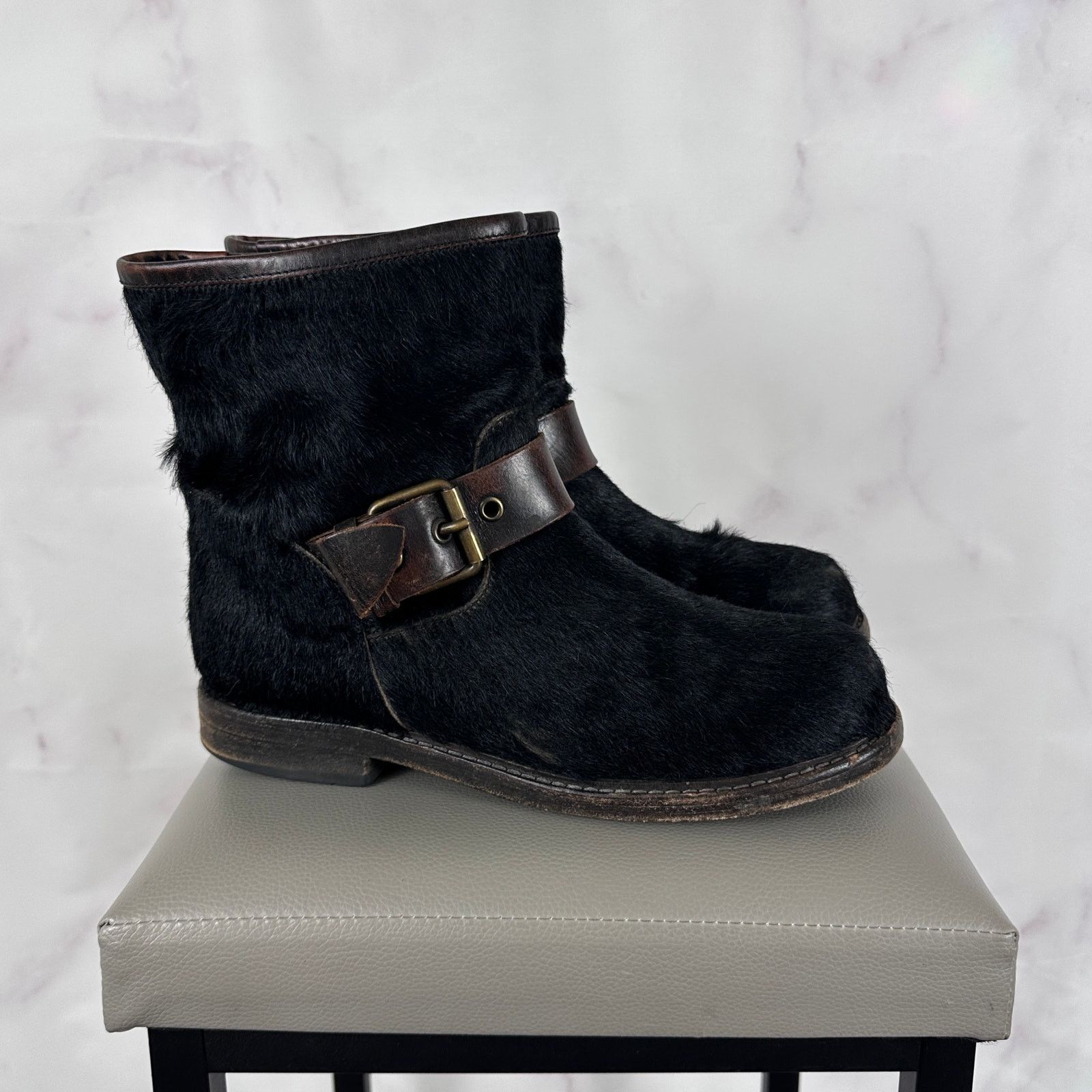 Buttero Black Pony Hair Biker Boot Size US 8 / IT 38 - 9 Thumbnail