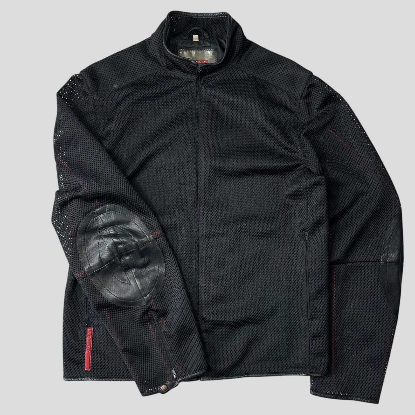 Prada Prada Sport SS00 SAMPLE Mesh + Leather Moto Jacket - IT54 Size US L / EU 52-54 / 3 - 8 Thumbnail