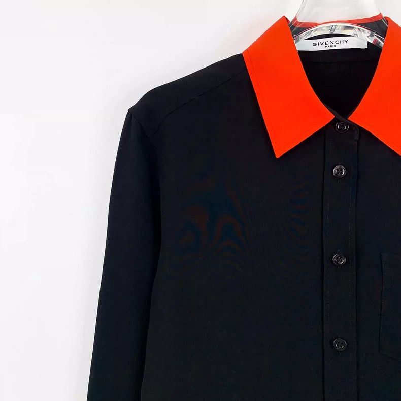 Givenchy Givenchy Black Silk Collar Single-Breasted Shirt Size US XXS / EU 40 - 3 Thumbnail