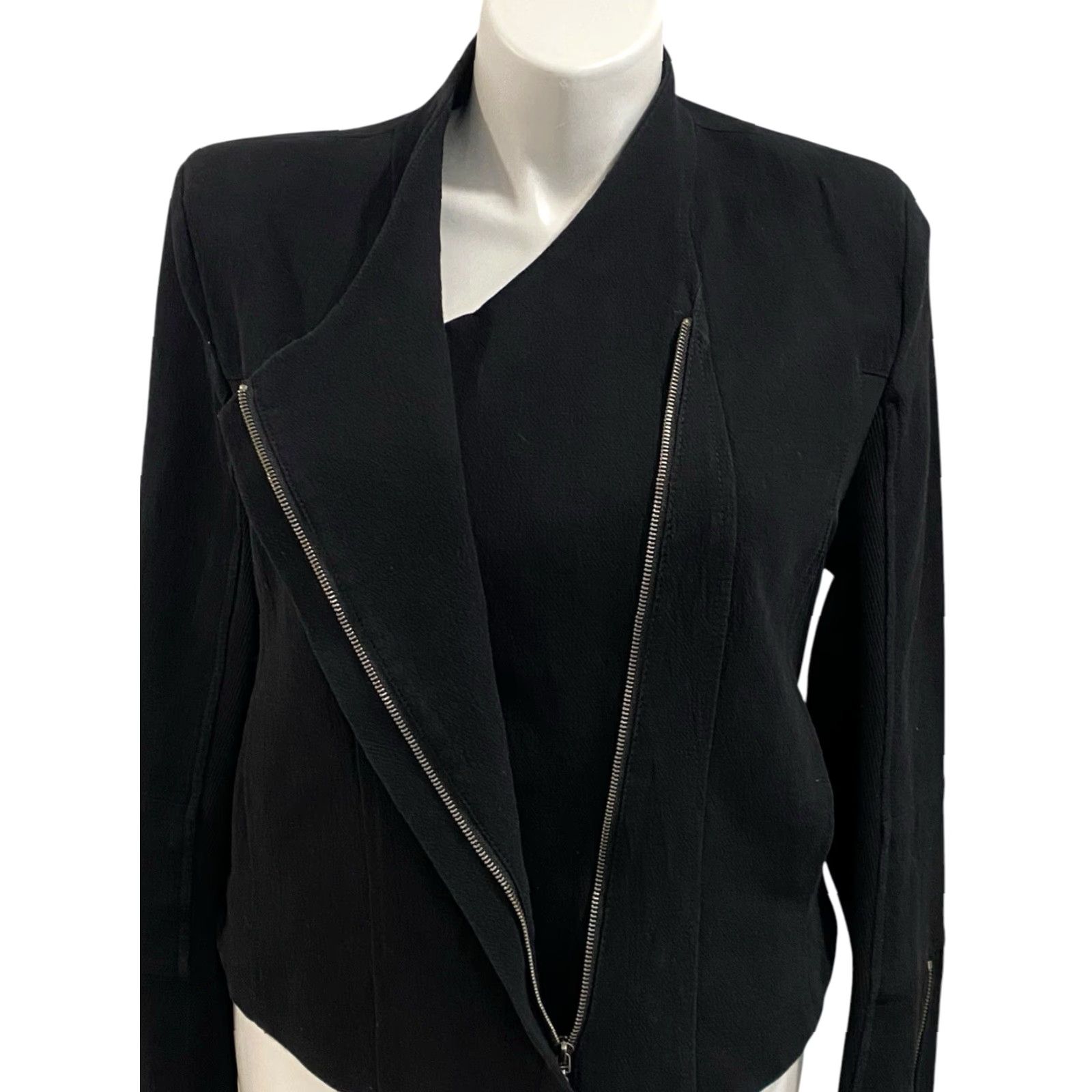 Vintage Blank NYC Womens Moto Style Jacket Black Zipper Cotton Blend Asymmetrical XXL Size XXL / US 16-18 / IT 52-54 - 6 Thumbnail