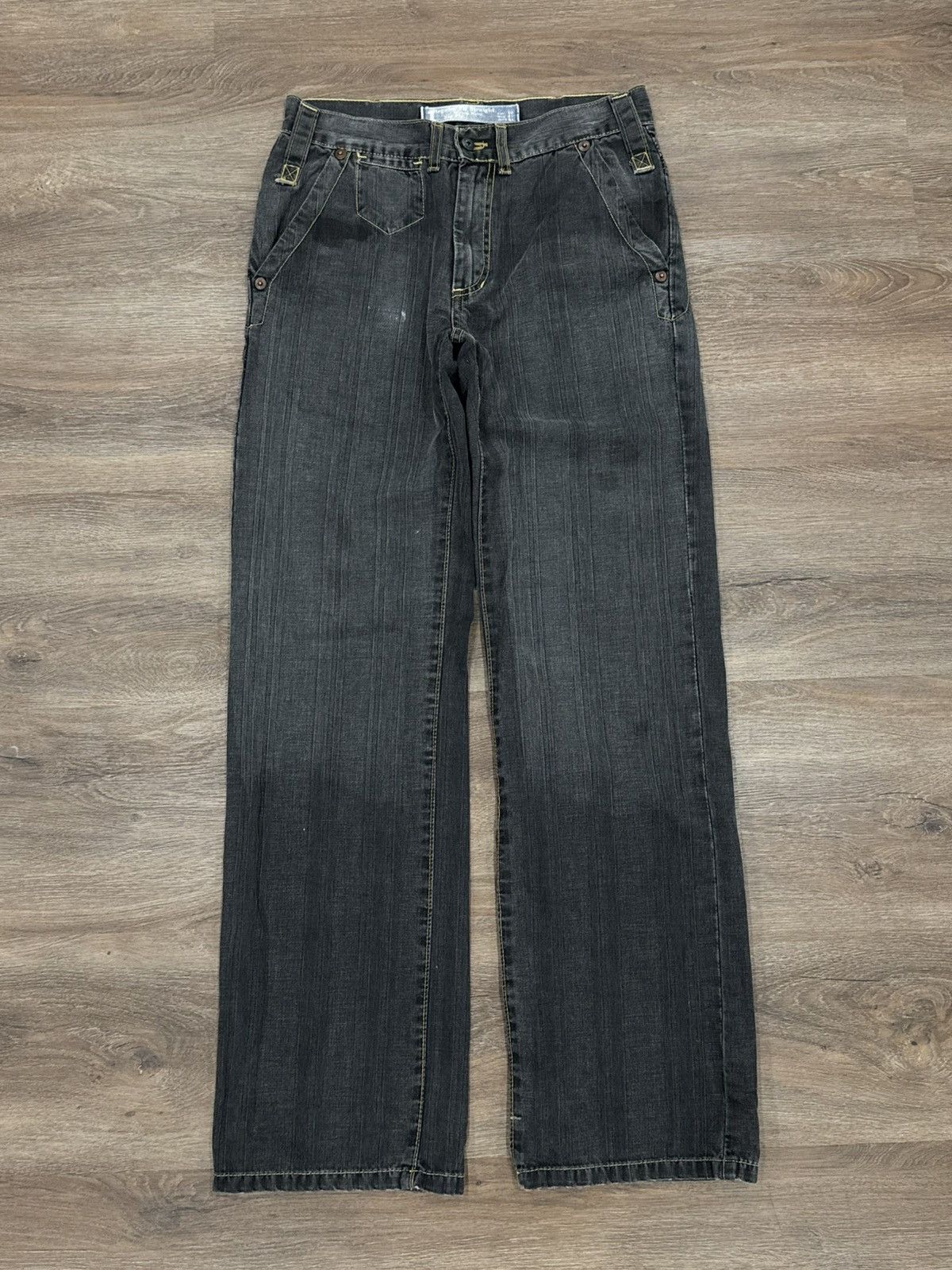 Vintage Y2K Black Utility Denim Jeans Contrast Stitch Carpenter pant Size US 31 - 1 Thumbnail