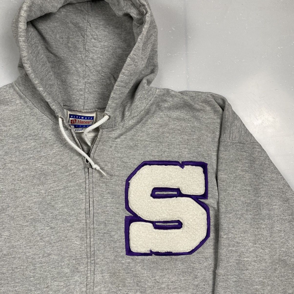 Hanes × Vintage Vintage y2k S Letterman Zip Up Hoodie Size US L / EU 52-54 / 3 - 2 Thumbnail