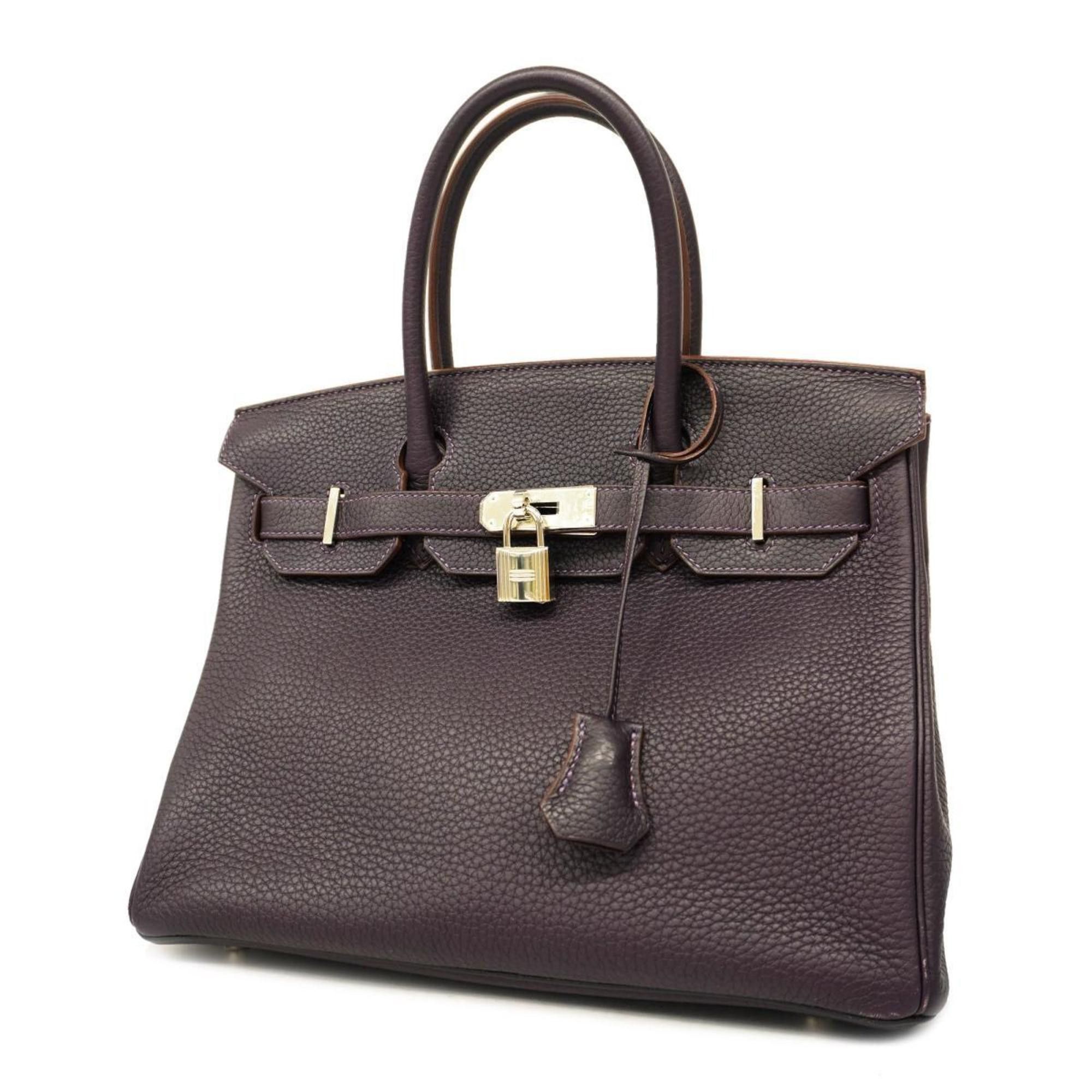 image of Hermes Handbag Birkin 30 T Engraved Taurillon Clemence Cassis Ladies in Purple, Women's
