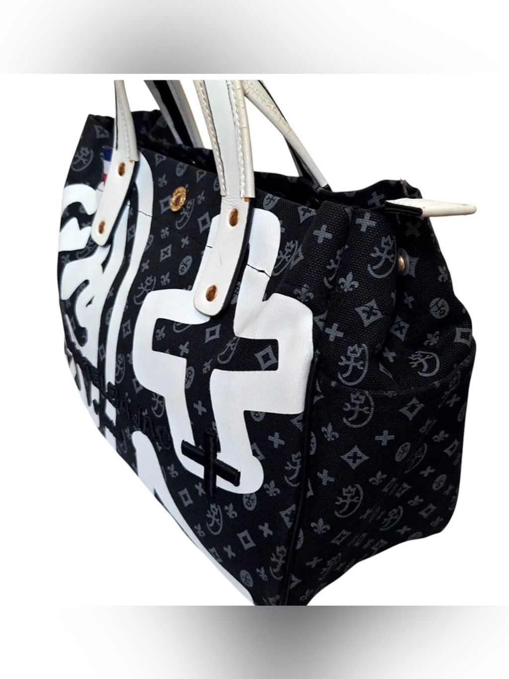 Jean Charles De Castelbajac Castelbajac Monogram Denim/ Leather Tote Size ONE SIZE - 3 Thumbnail
