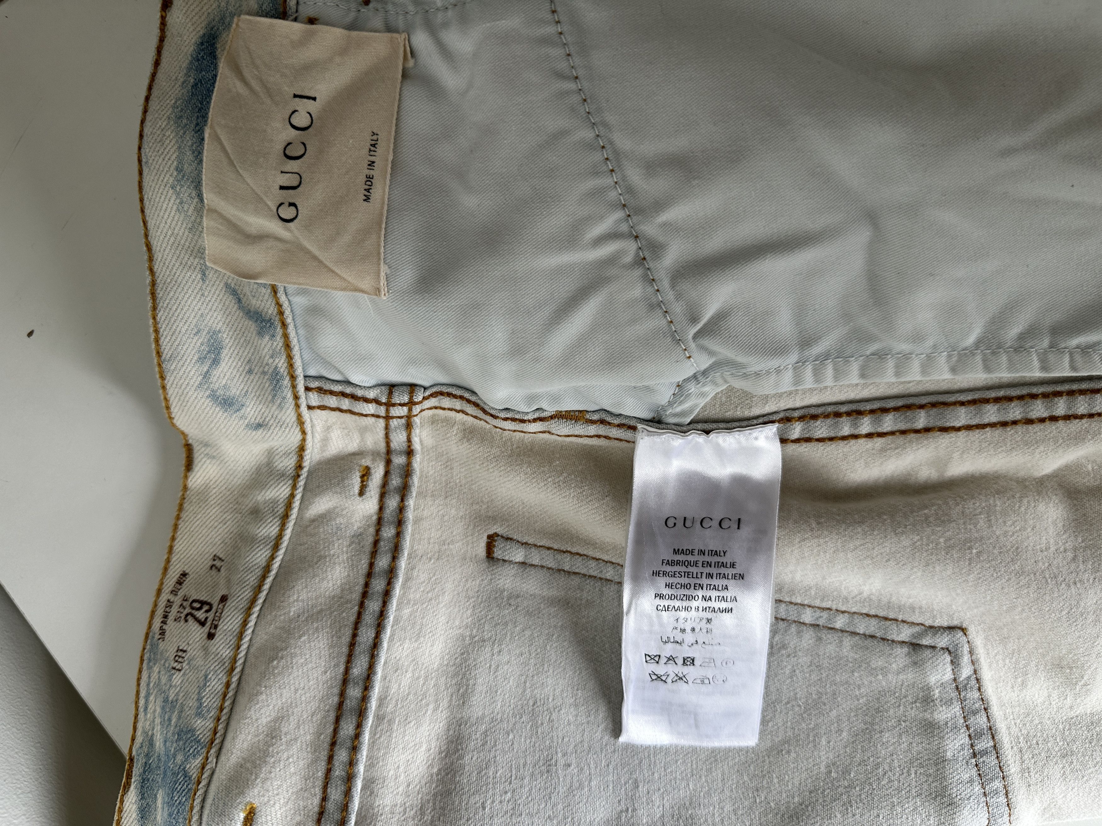 Gucci Gucci mens bleached white japanese denim pants Size US 29 - 8 Thumbnail