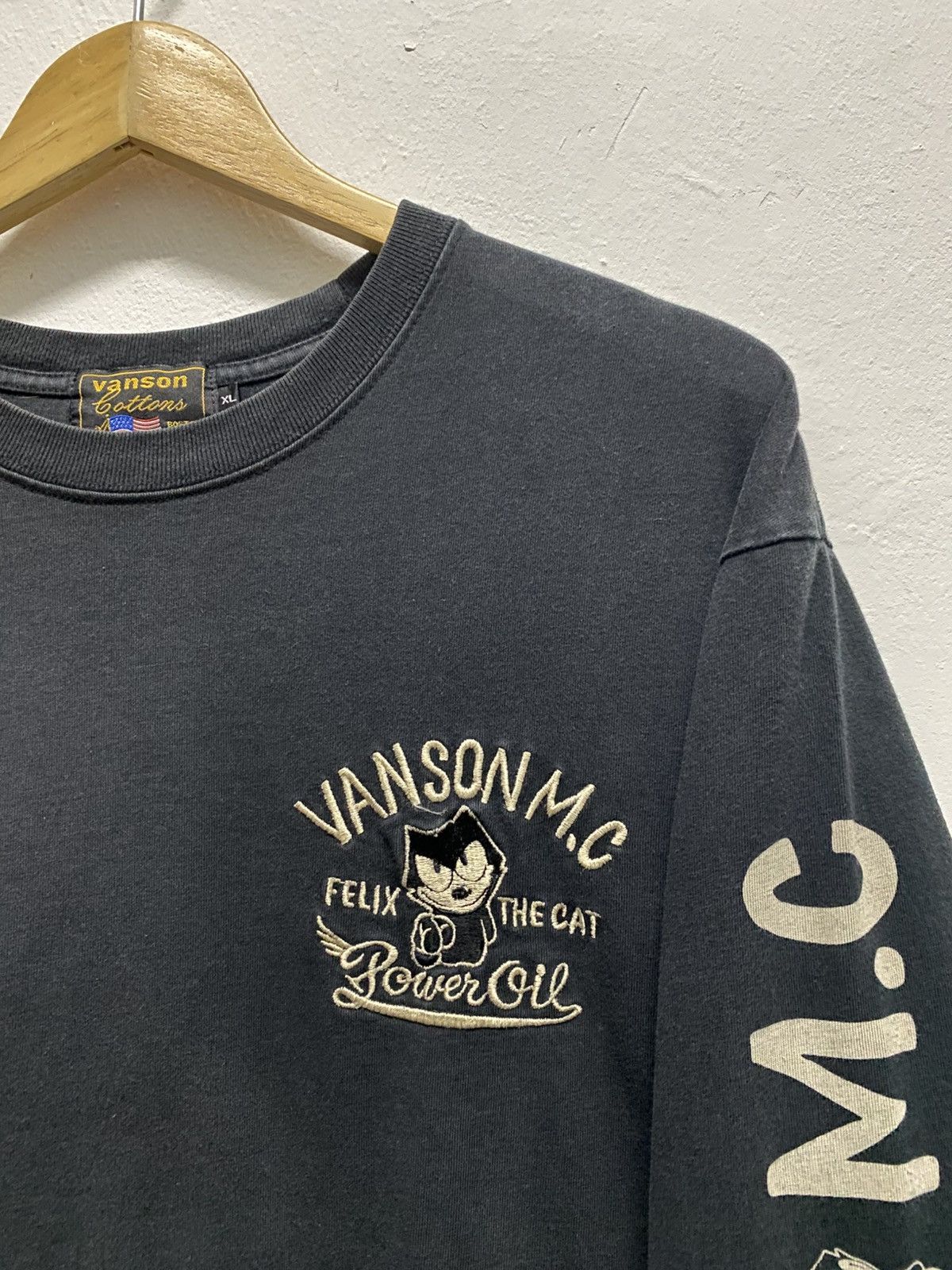 Mastermind Japan × Vanson Leathers VANSON LEATHER X FELIX THE CAT EMBROIDERED LOGO T-SHIRT(G-34 Size US XL / EU 56 / 4 - 8 Thumbnail