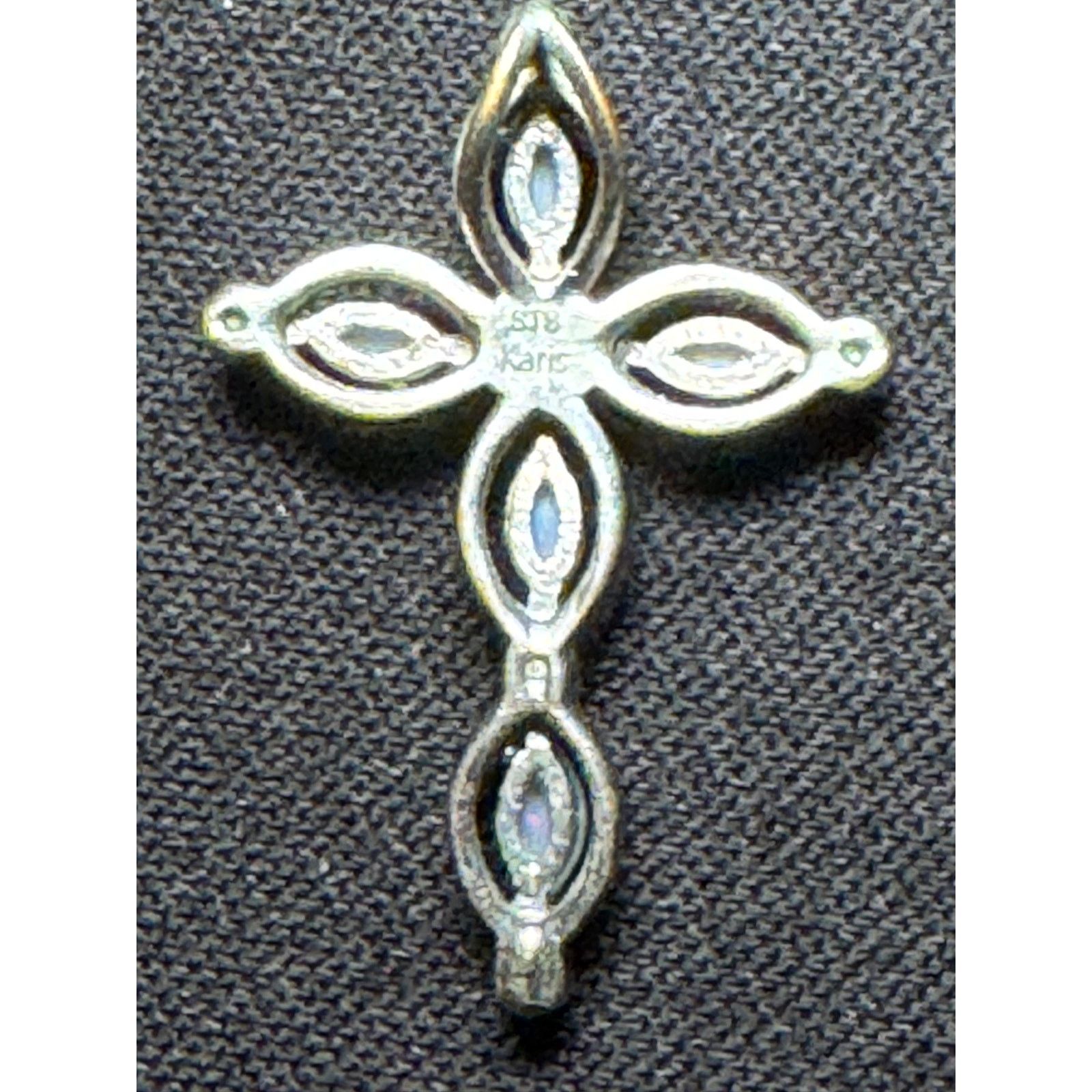 Other 925 Sterling Silver Cross with White Opals Pendant Size ONE SIZE - 2 Thumbnail
