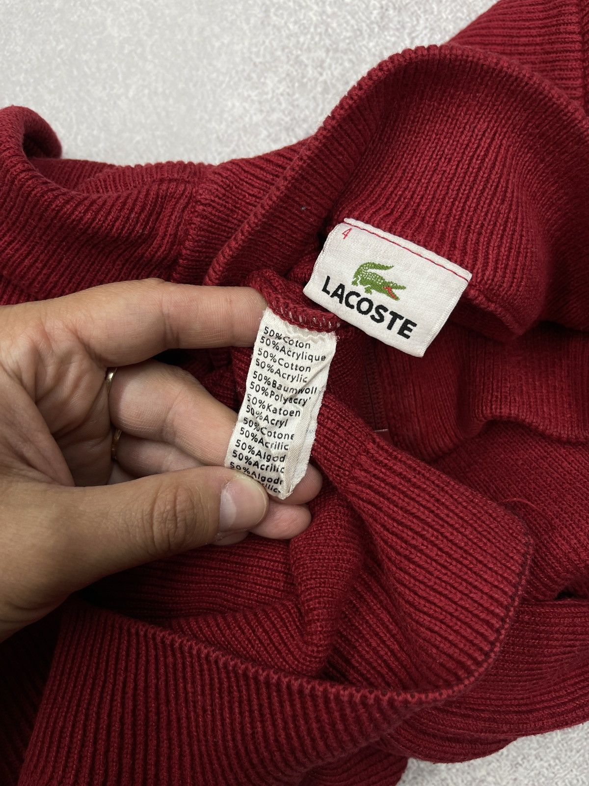 Lacoste Vintage Lacoste 1/4 Half Zip Knit Sweater Red Y2K Size L Size US L / EU 52-54 / 3 - 7 Thumbnail