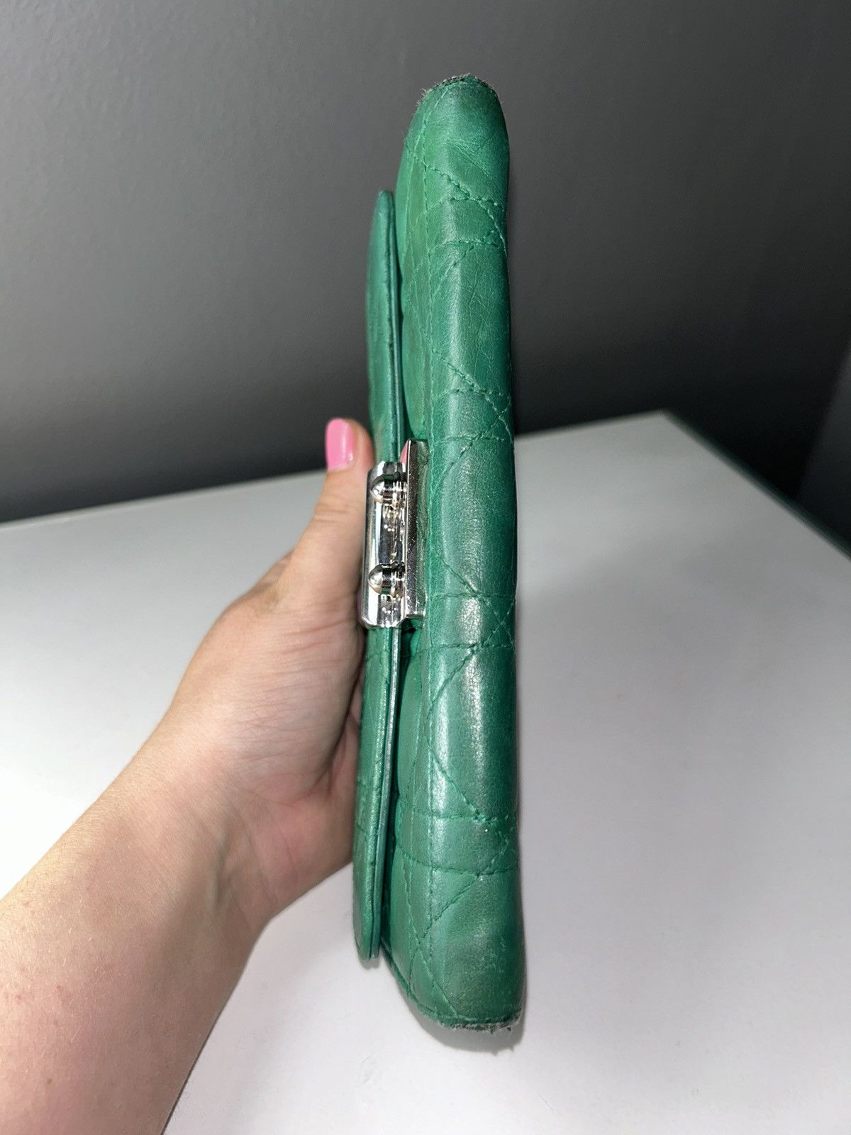 Dior Christian Dior Miss Dior Green Quilted Leather Wallet Size ONE SIZE - 14 Thumbnail